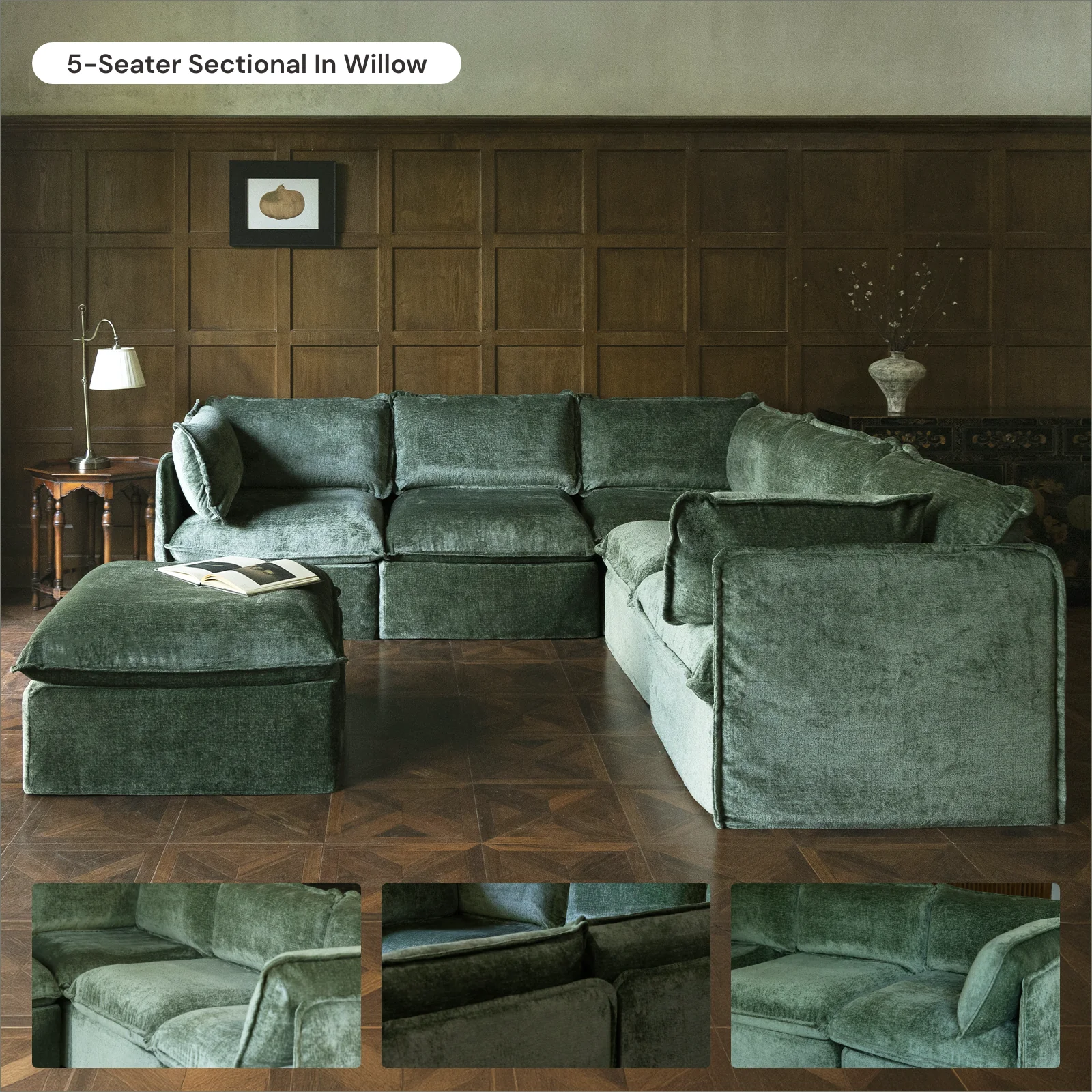Anabei Washable Modular 2-Seater Sofa in Willow - Green - Image 7