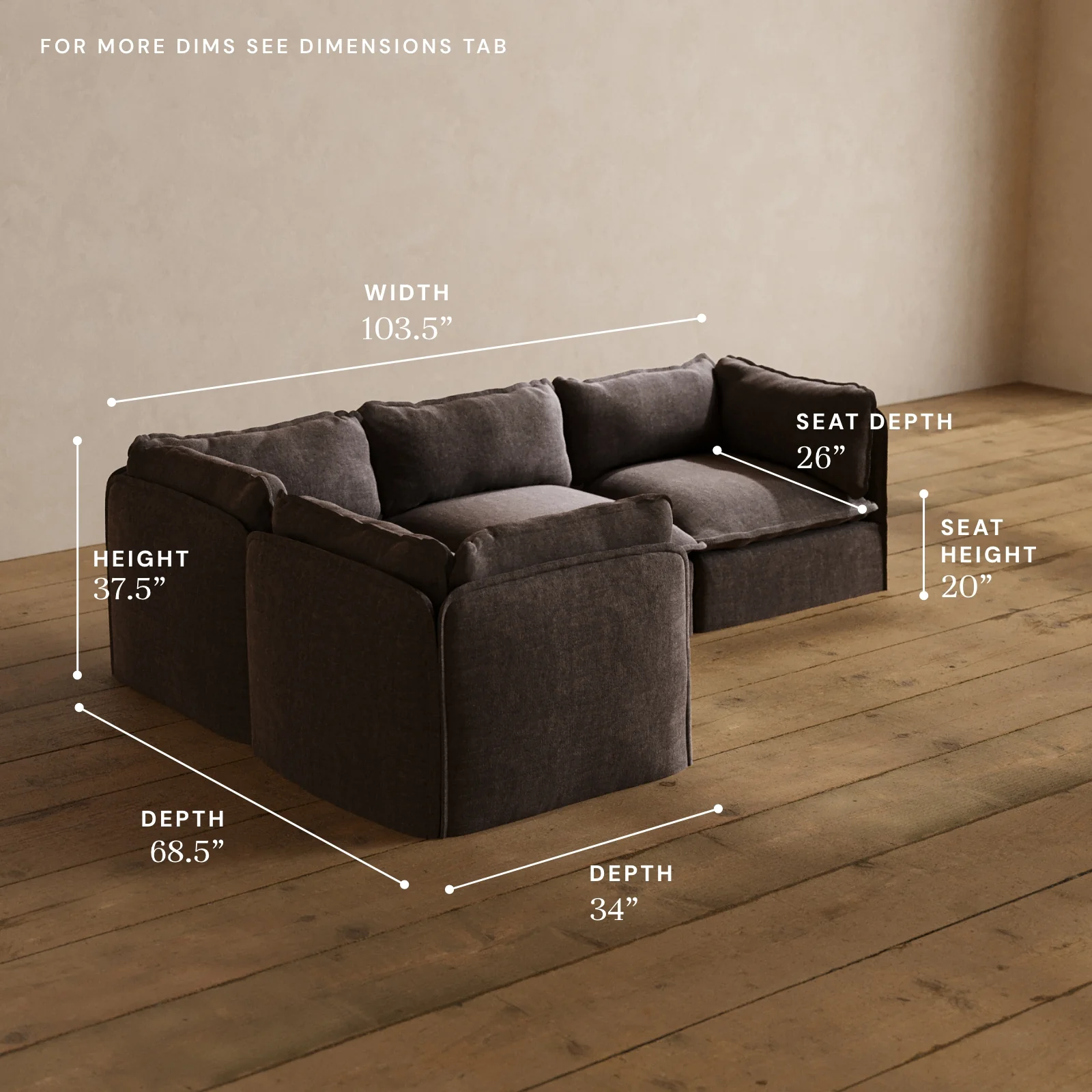 Modular Washable 4-Seater Corner Sectional in Caviar | Deluxe+ Seat | Cloud Pillow - Image 5