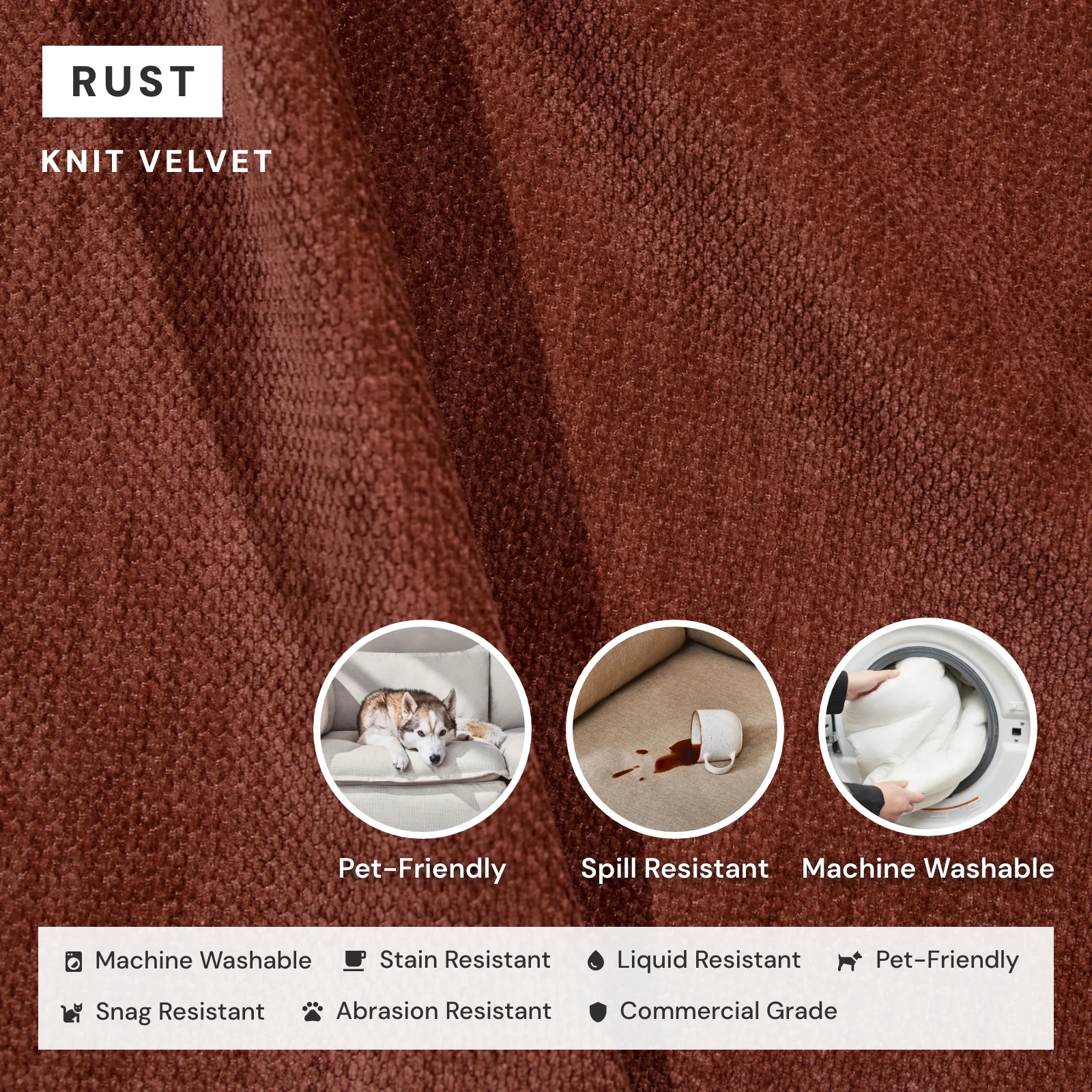 Elevate Comfort Layer for 4-Seater + Bench Ottoman in Rust - Image 6