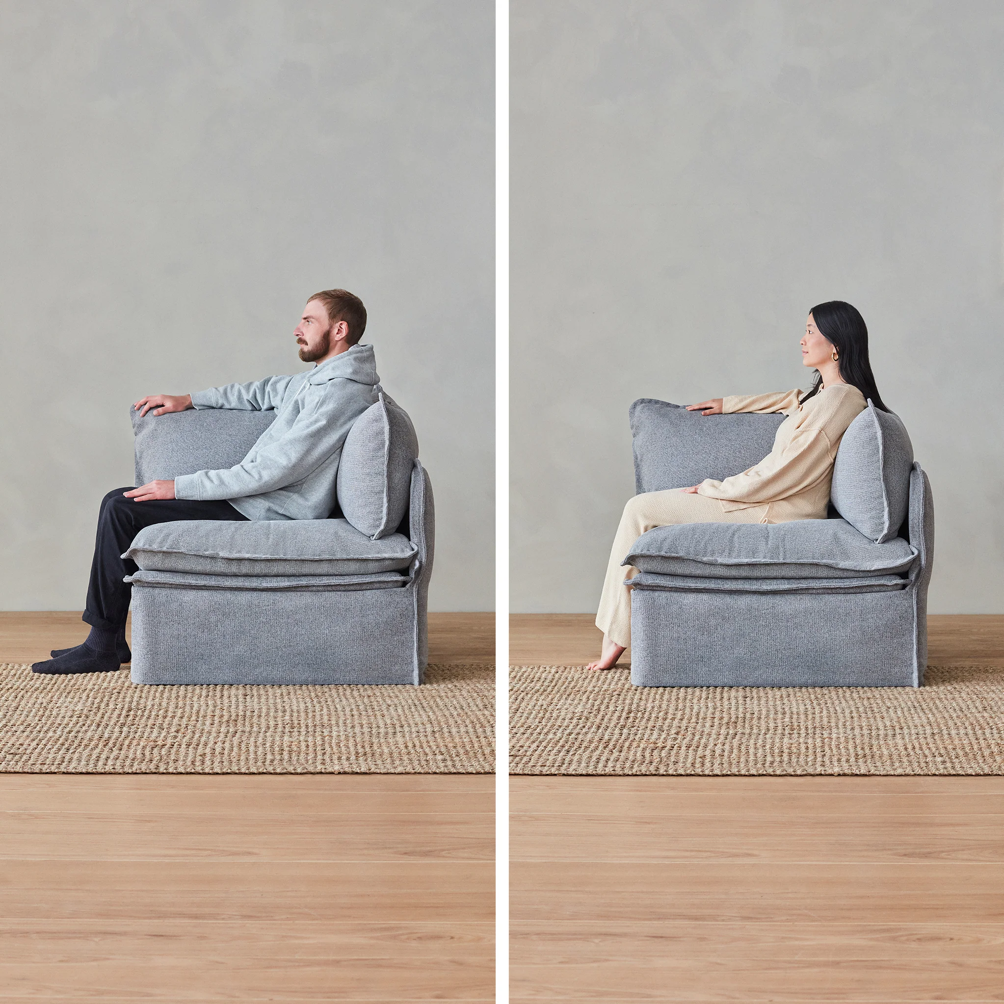 Elevate Comfort Layer Set for 3-Seater + Bench Ottoman | Blended Weave in Oat - Image 5