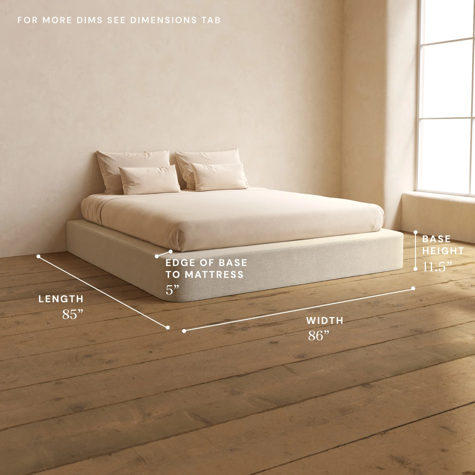 King Upholstered Platform Bed | Blended Weave in Oat - Image 5