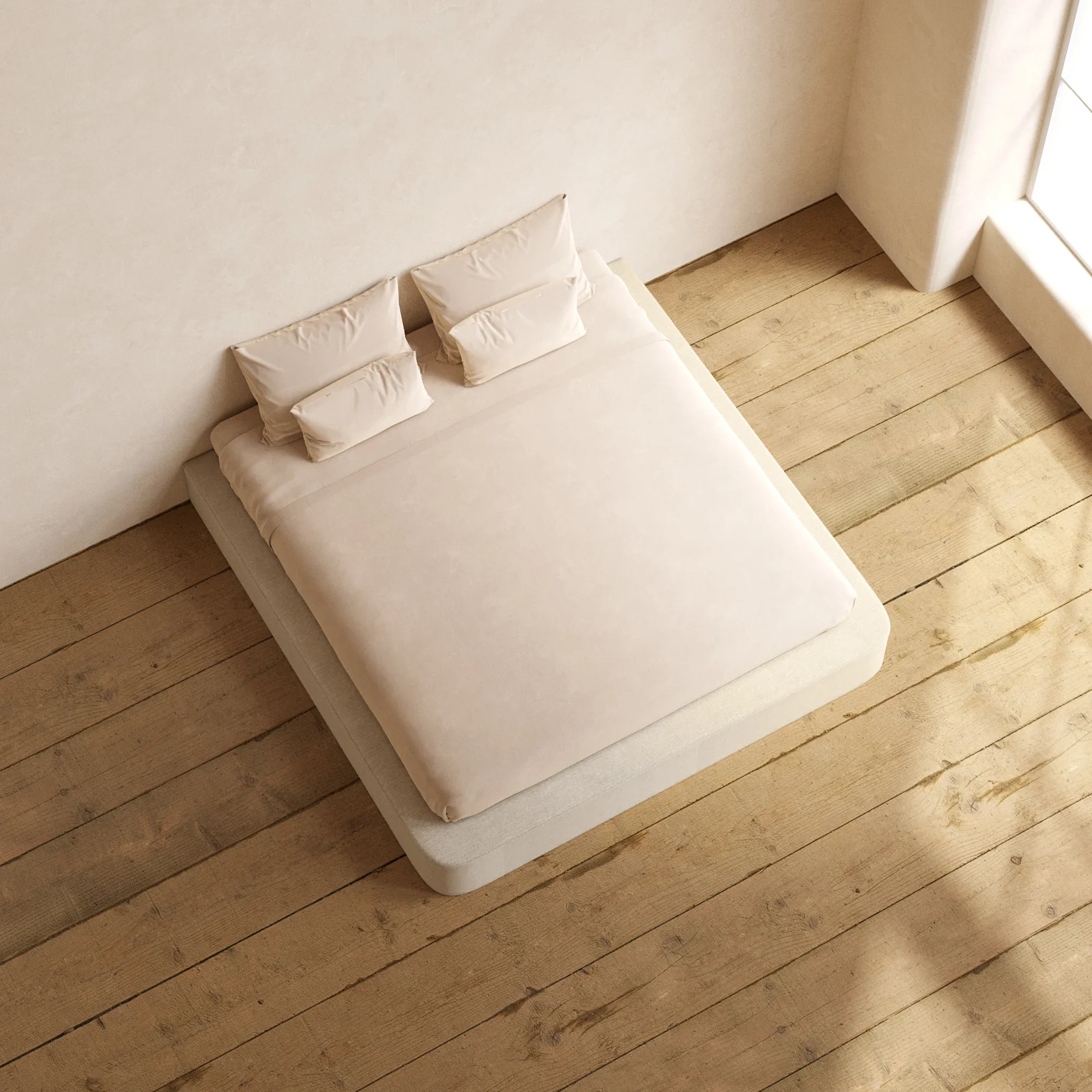 King Upholstered Platform Bed | Blended Weave in Oat - Image 8