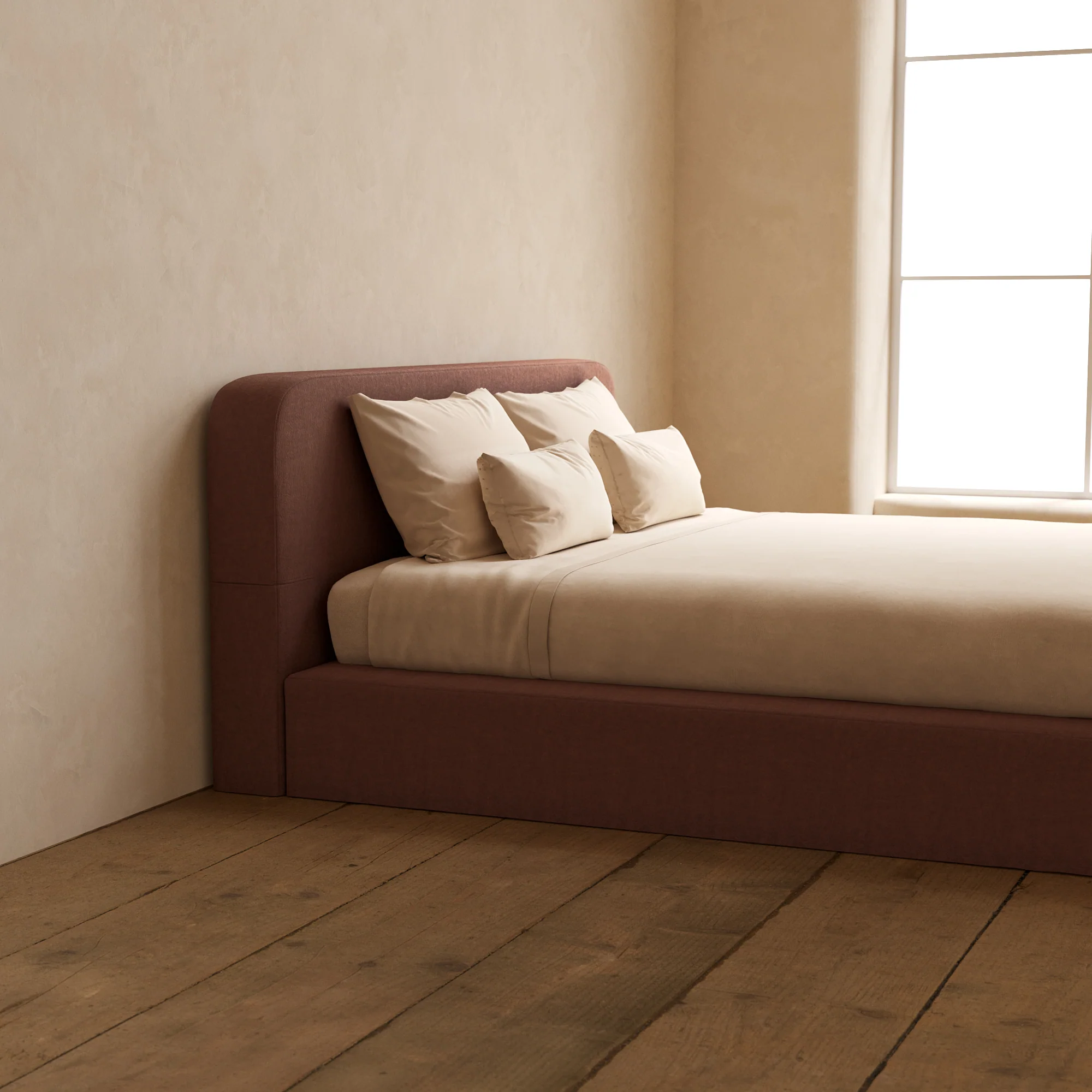 King Upholstered Platform Bed + Headboard | Heirloom Velvet in Chestnut - Image 7