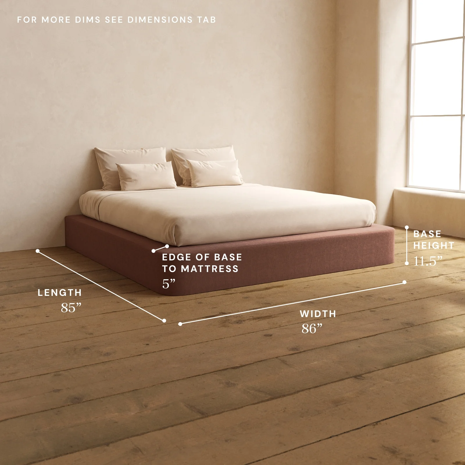 King Upholstered Platform Bed | Heirloom Velvet in Chestnut - Image 5