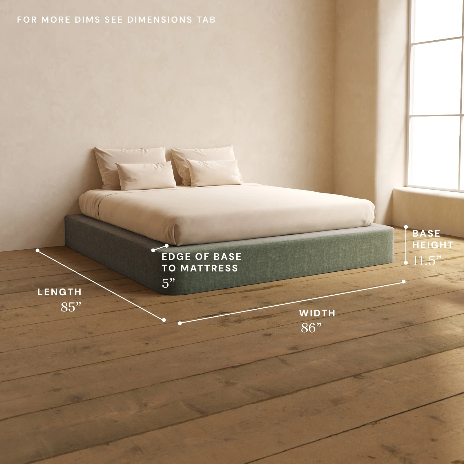 King Upholstered Platform Bed | Heirloom Velvet in Willow - Image 5