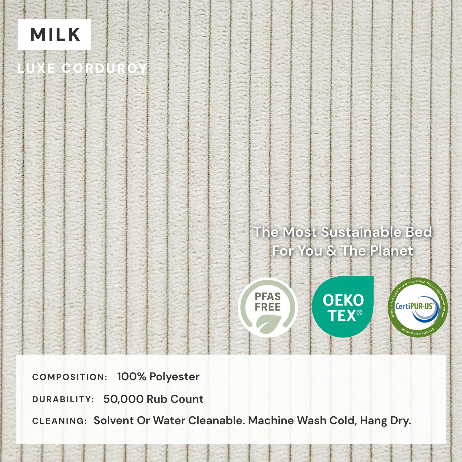 King Upholstered Platform Bed | Luxe Corduroy in Milk - Image 4