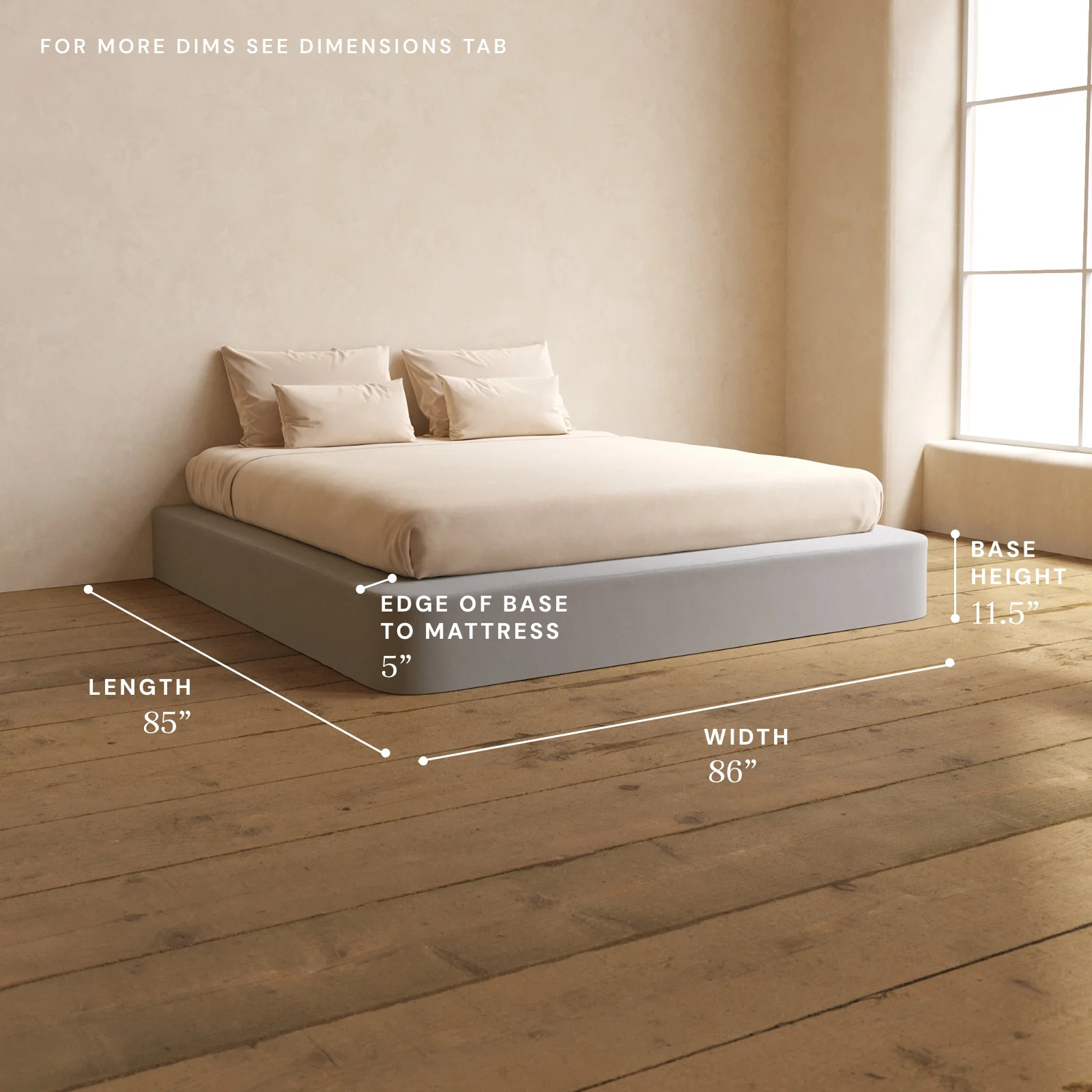 King Upholstered Platform Bed | Micro Chenille in Pumice - Image 5