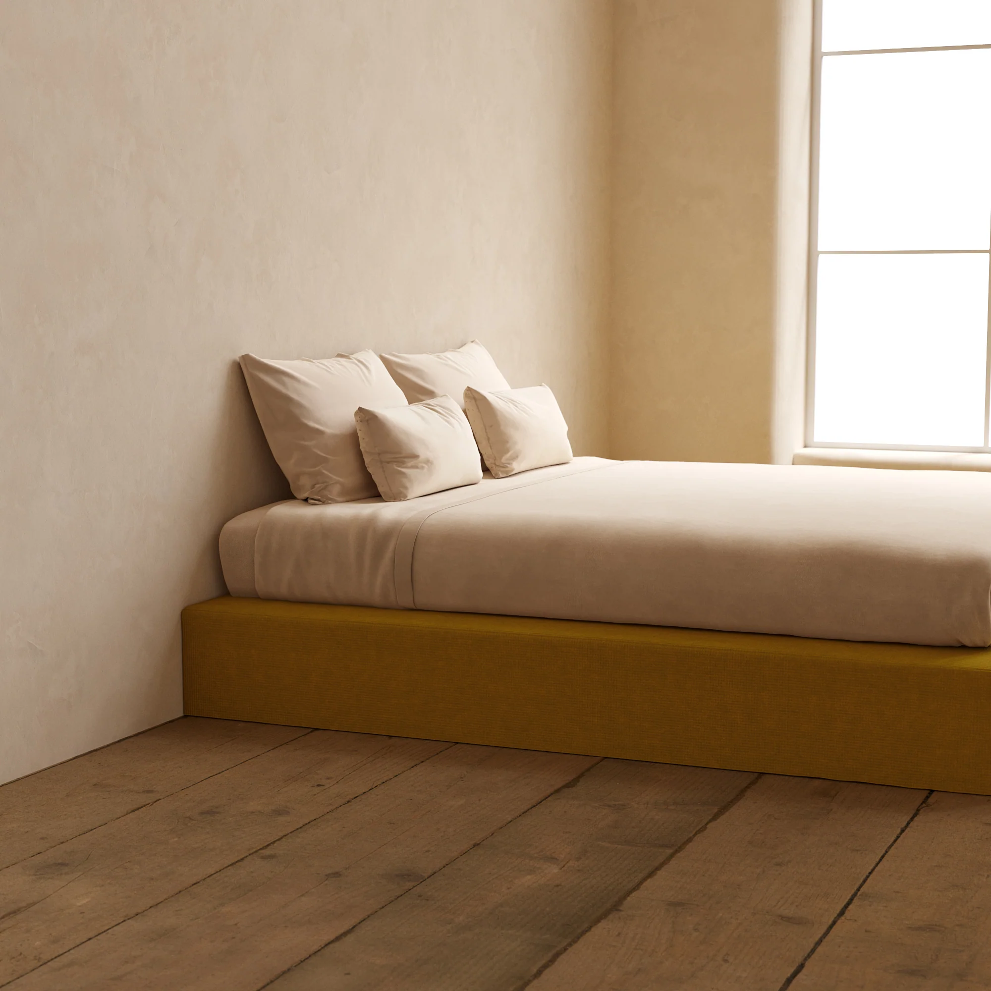 King Upholstered Platform Bed | Mizu Weave in Kiiro - Image 7