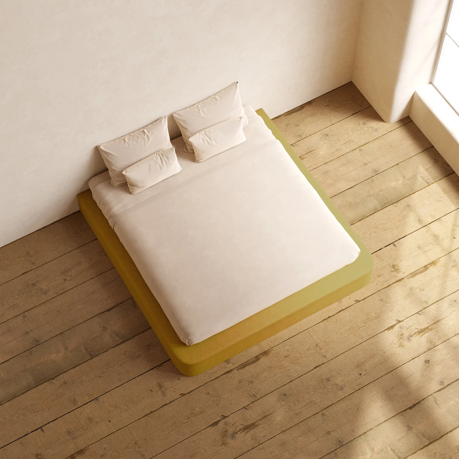 King Upholstered Platform Bed | Mizu Weave in Kiiro - Image 8