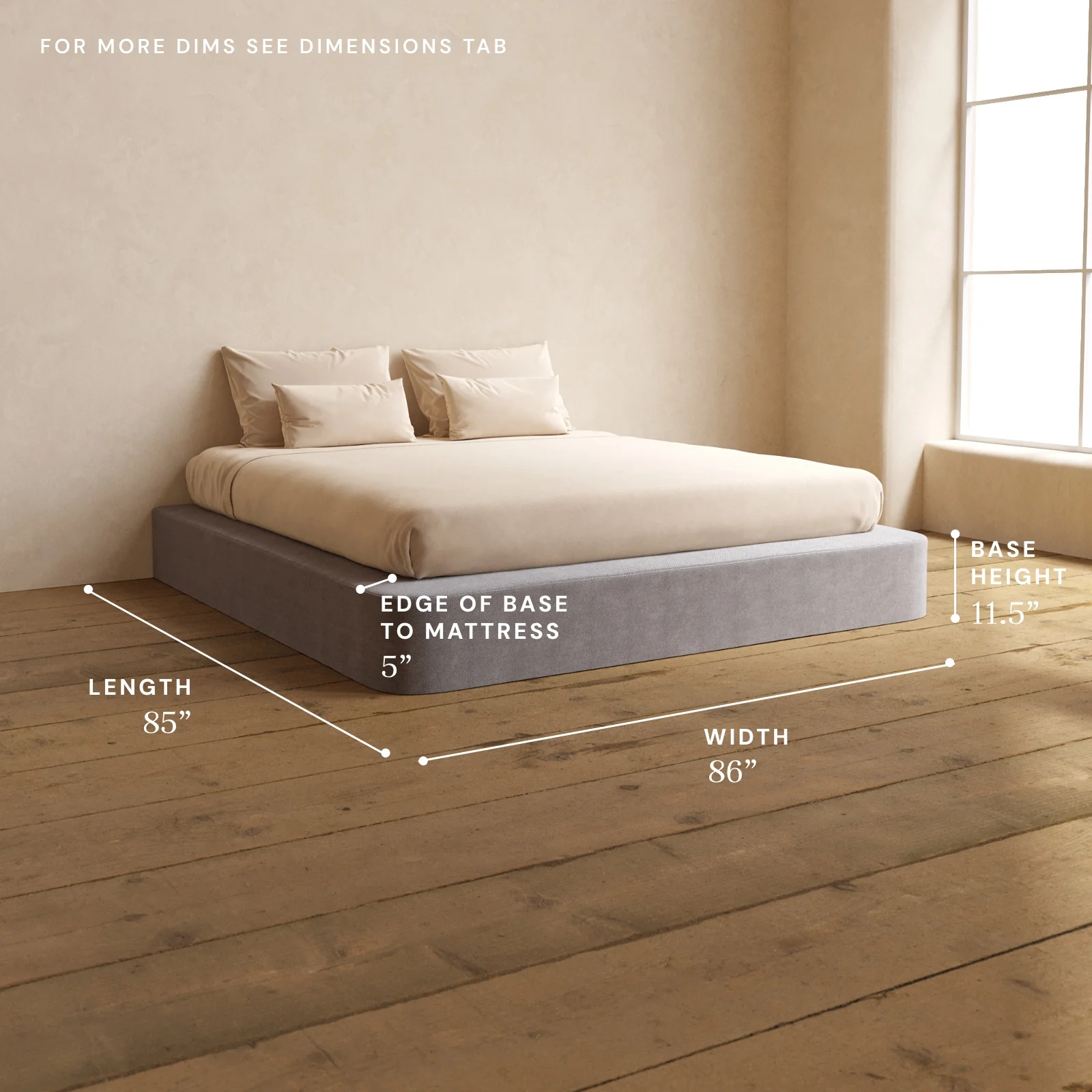 King Upholstered Platform Bed | Plush Weave in Ash - Image 5