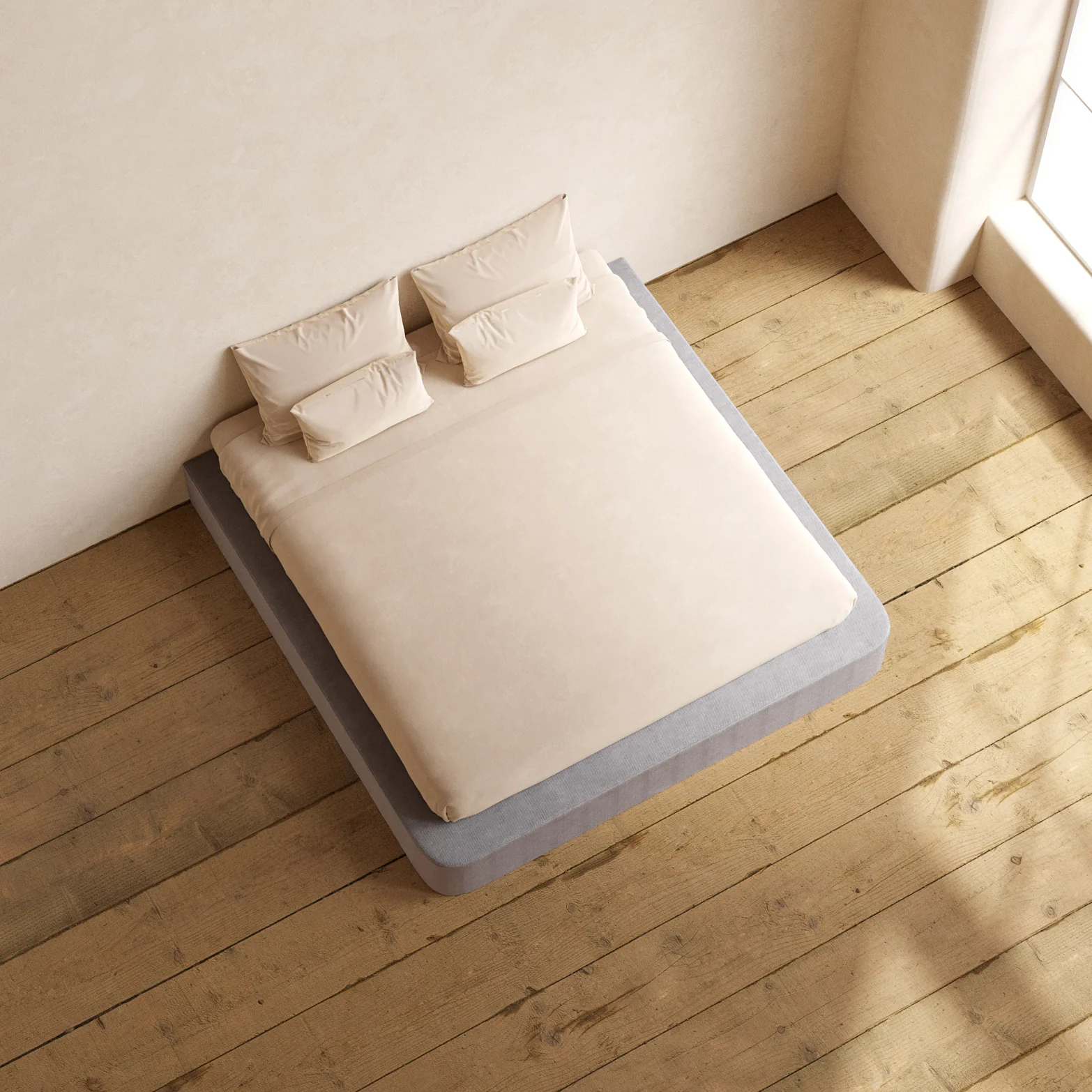 King Upholstered Platform Bed | Plush Weave in Ash - Image 8