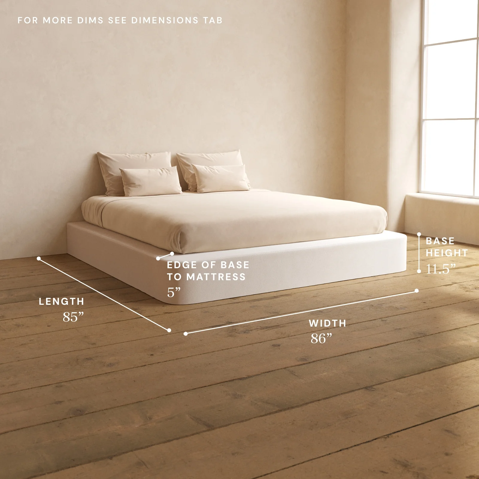 King Upholstered Platform Bed | Plush Weave in Eggshell - Image 5
