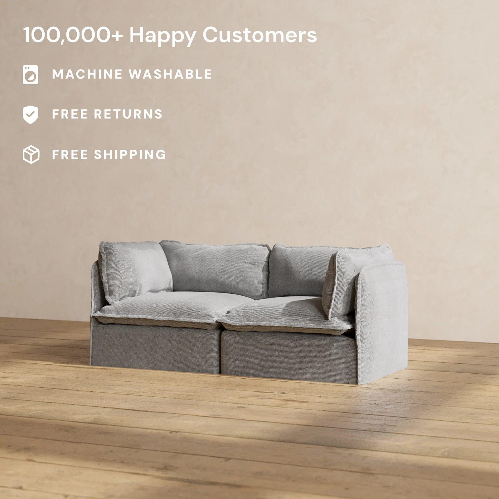 Modular Washable 2-Seater in Ash | Memorix+ Seat | Contour Pillow - Image 2