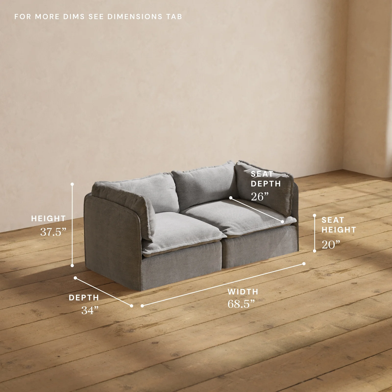 Modular Washable 2-Seater in Ash | Memorix+ Seat | Contour Pillow - Image 5