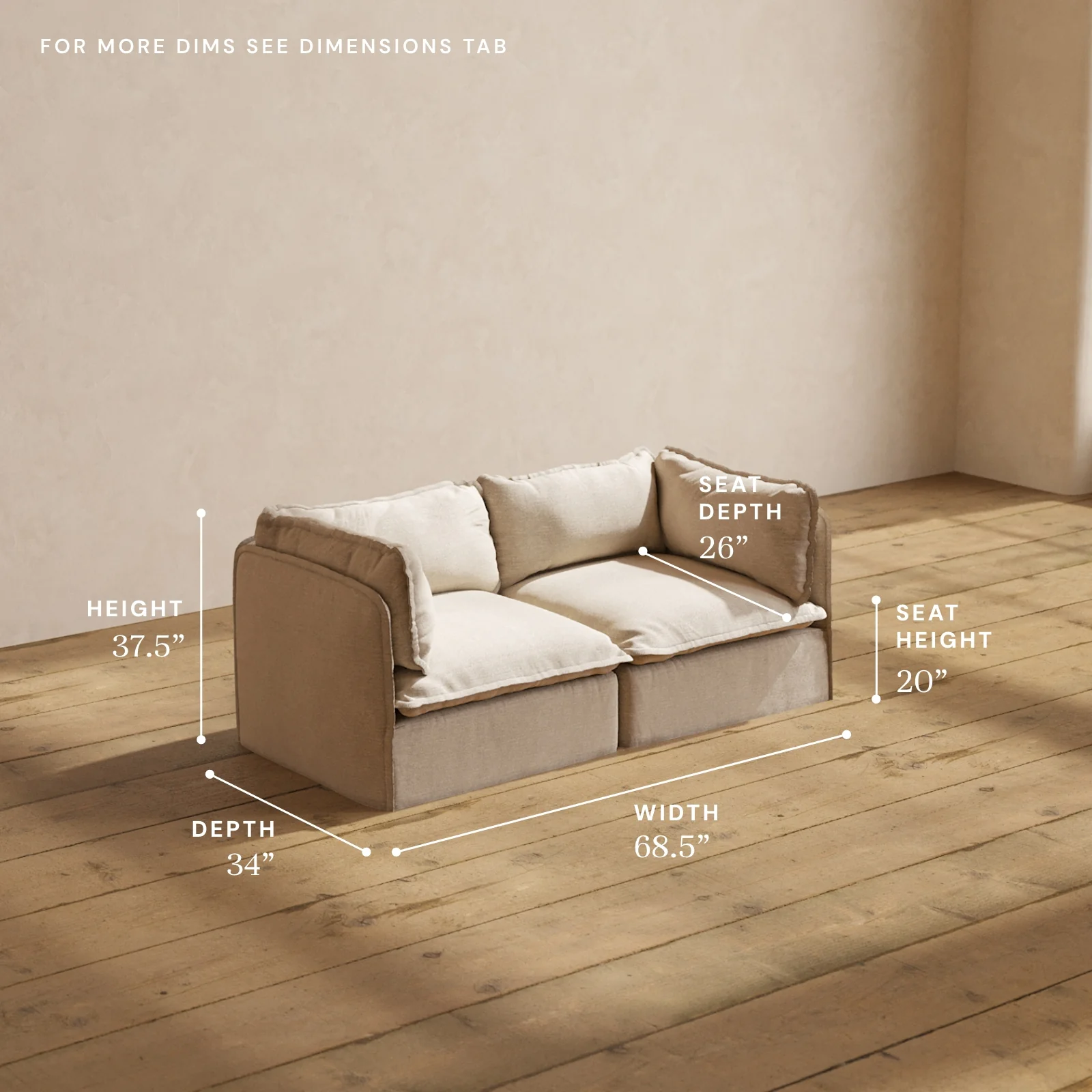 Modular Washable 2-Seater in Oat | Memorix+ Seat | Contour Pillow - Image 5