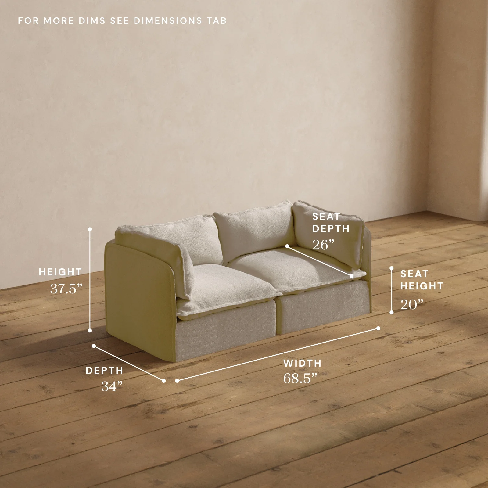 Modular Washable 2-Seater in Powder | Deluxe+ Seat | Cloud Pillow - Image 5