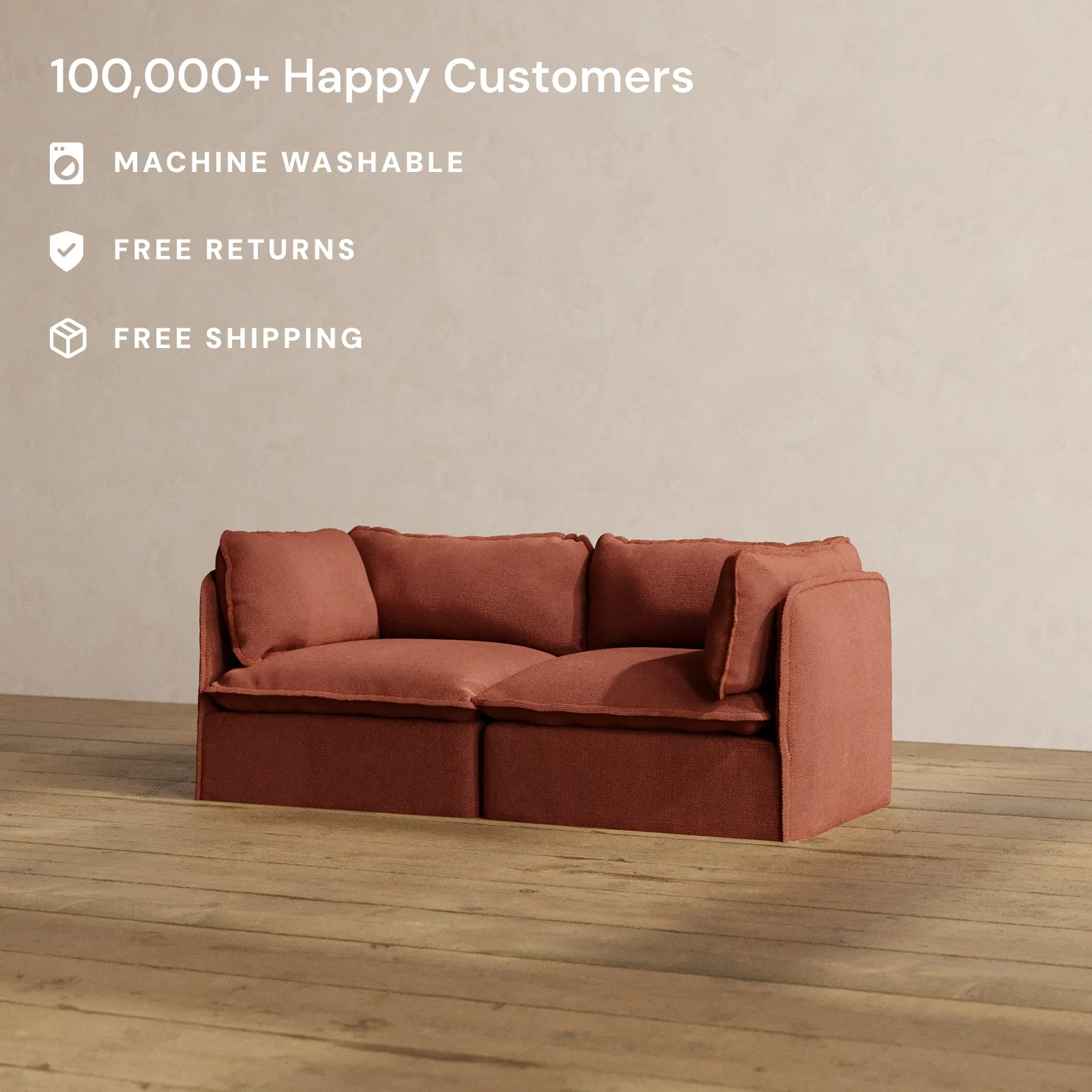 Modular Washable 2-Seater in Rust | Memorix+ Seat | Contour Pillow - Image 2