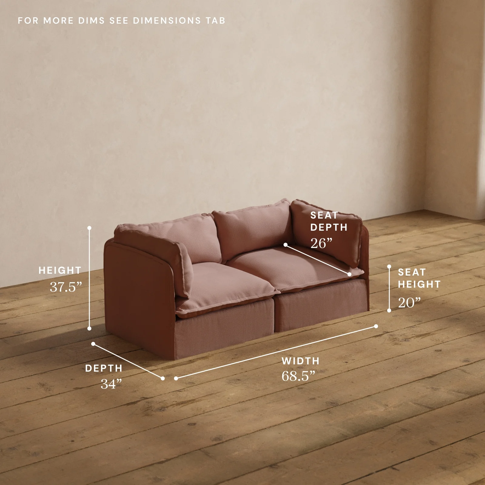 Modular Washable 2-Seater in Sakura | Deluxe+ Seat | Cloud Pillow - Image 5