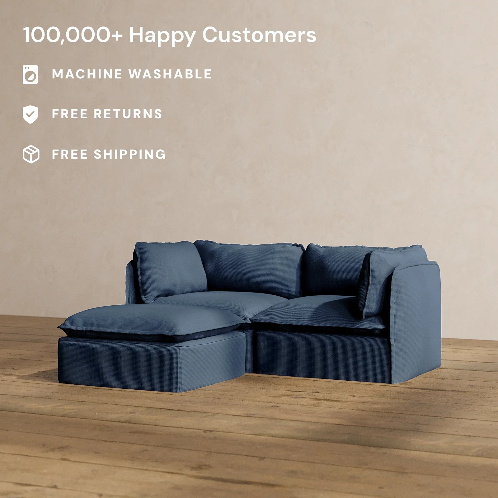 Modular Washable 2-Seater Sectional in Sumi | Memorix+ Seat | Contour Pillow - Image 2
