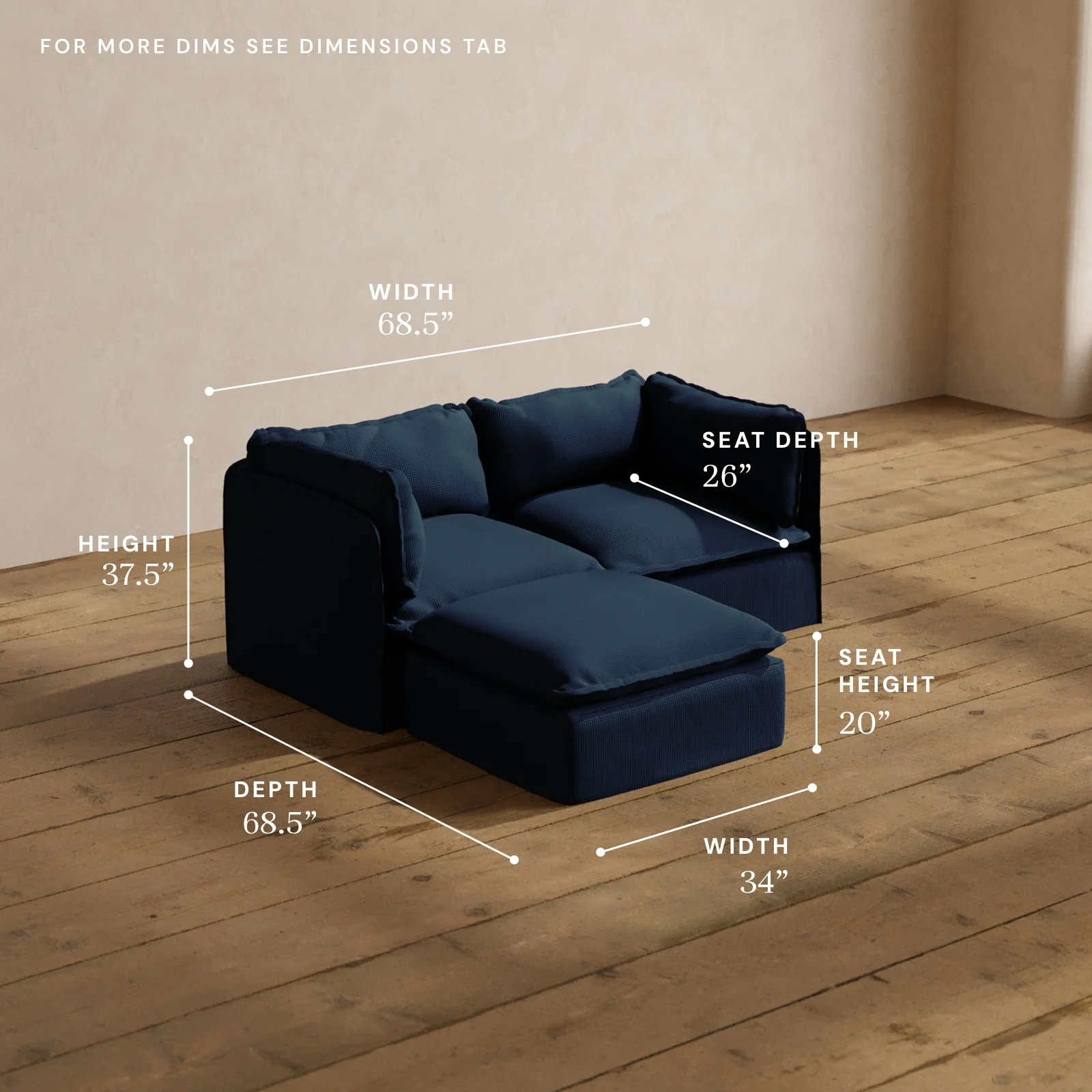 Modular Washable 2-Seater Sectional in Sumi | Memorix+ Seat | Contour Pillow - Image 5