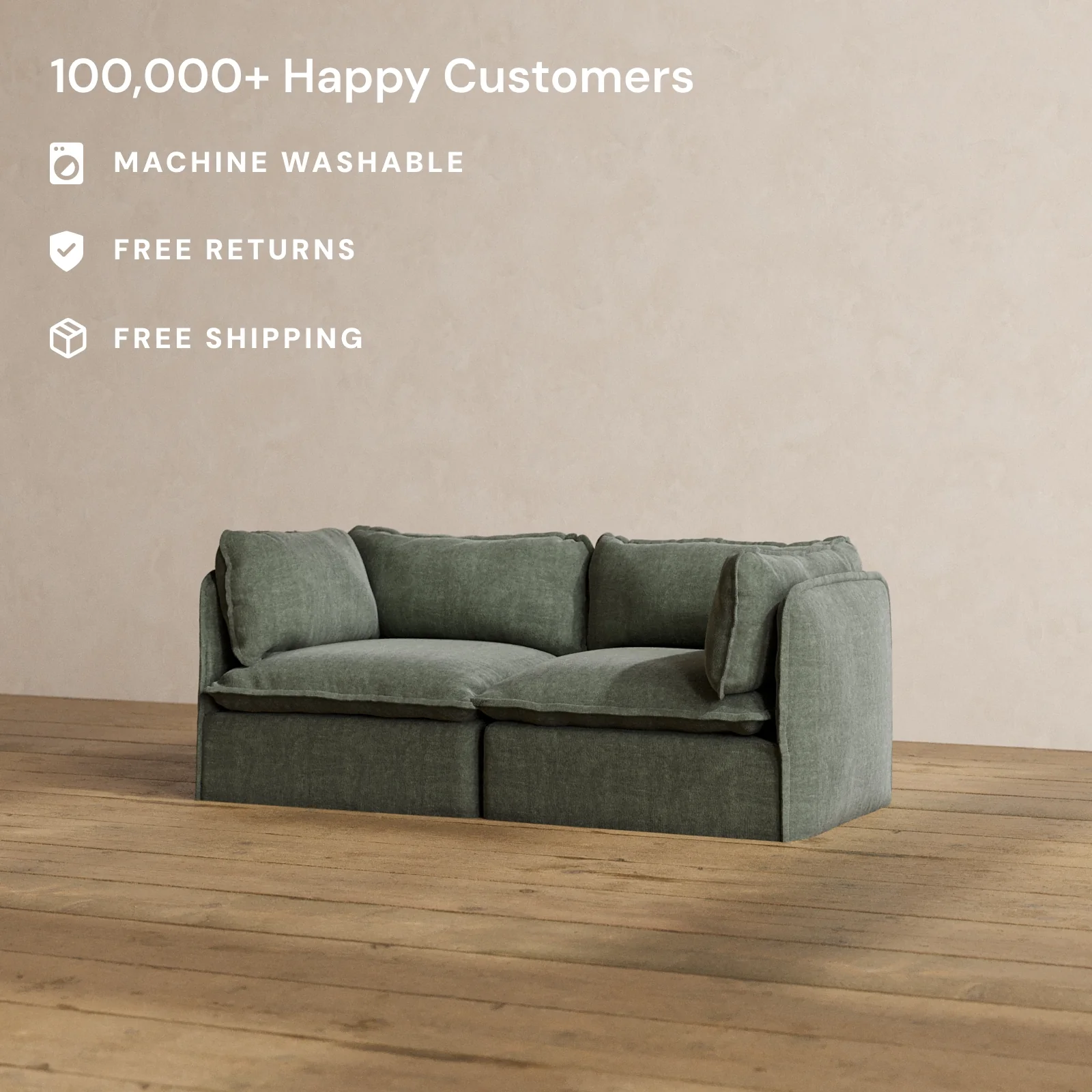 Modular Washable 2-Seater in Willow | Memorix+ Seat | Contour Pillow - Image 2