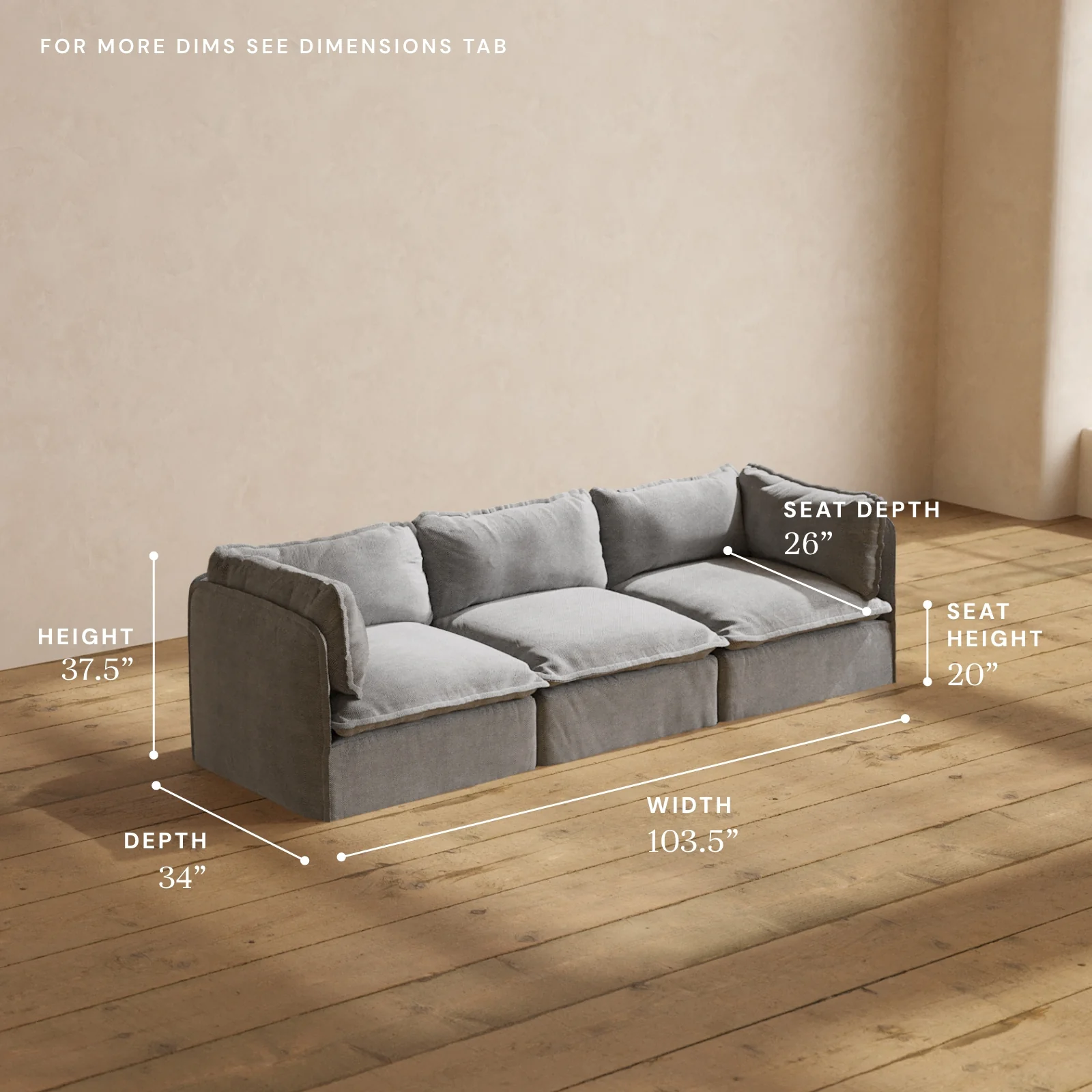 Modular Washable 3-Seater in Ash | Memorix+ Seat | Contour Pillow - Image 5