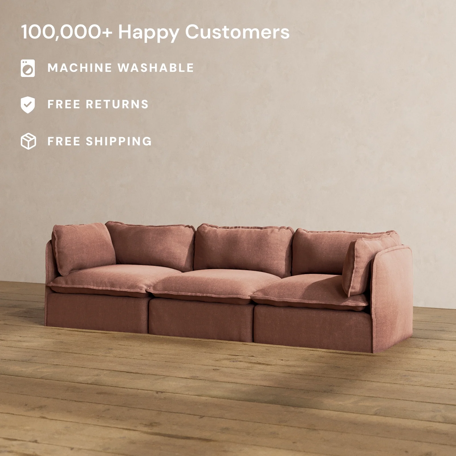 Modular Washable 3-Seater in Chestnut | Memorix+ Seat | Contour Pillow - Image 2