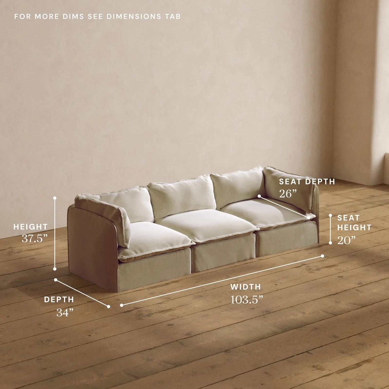 Modular Washable 3-Seater in Coco | Memorix+ Seat | Contour Pillow - Image 5