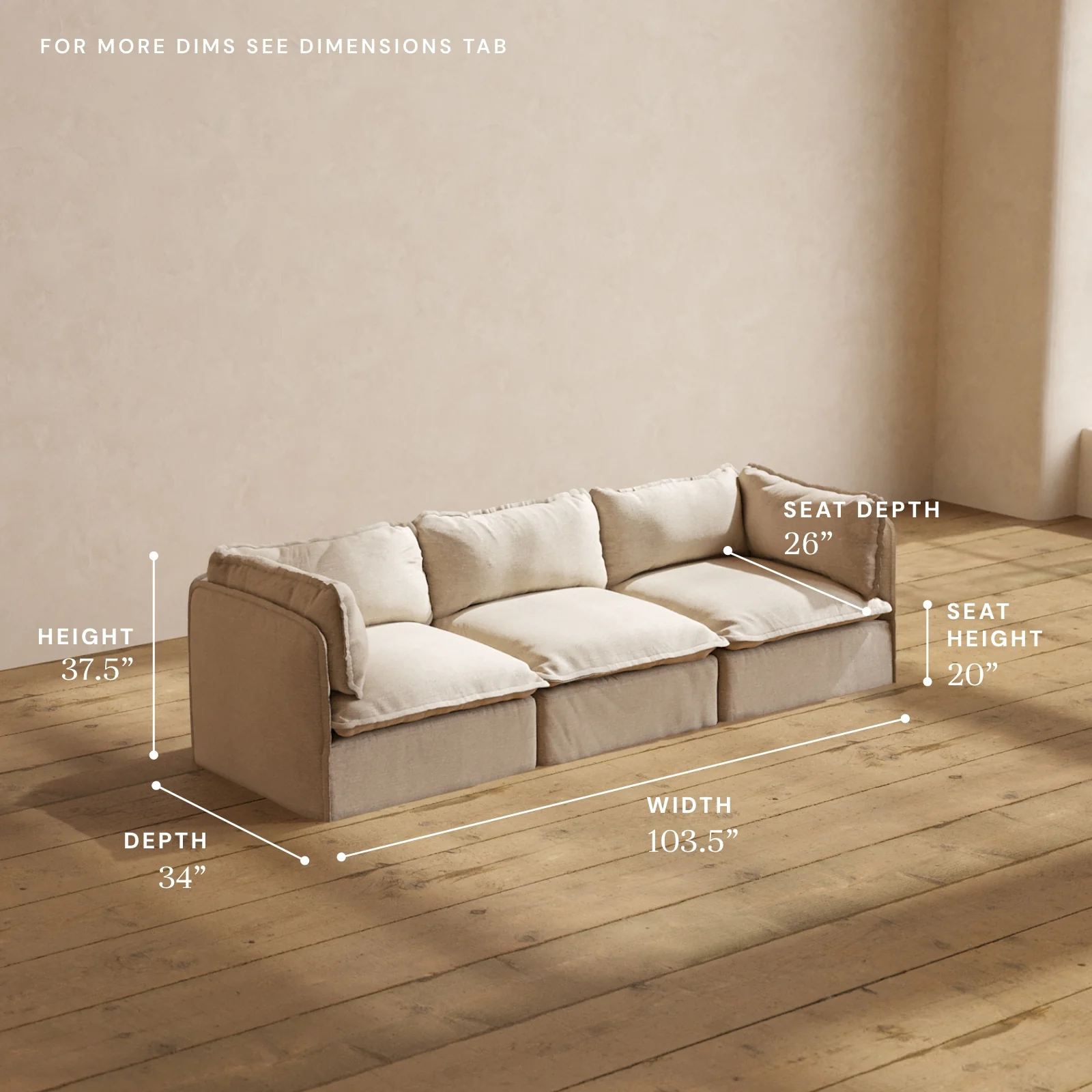Modular Washable 3-Seater in Oat | Memorix+ Seat | Contour Pillow - Image 5