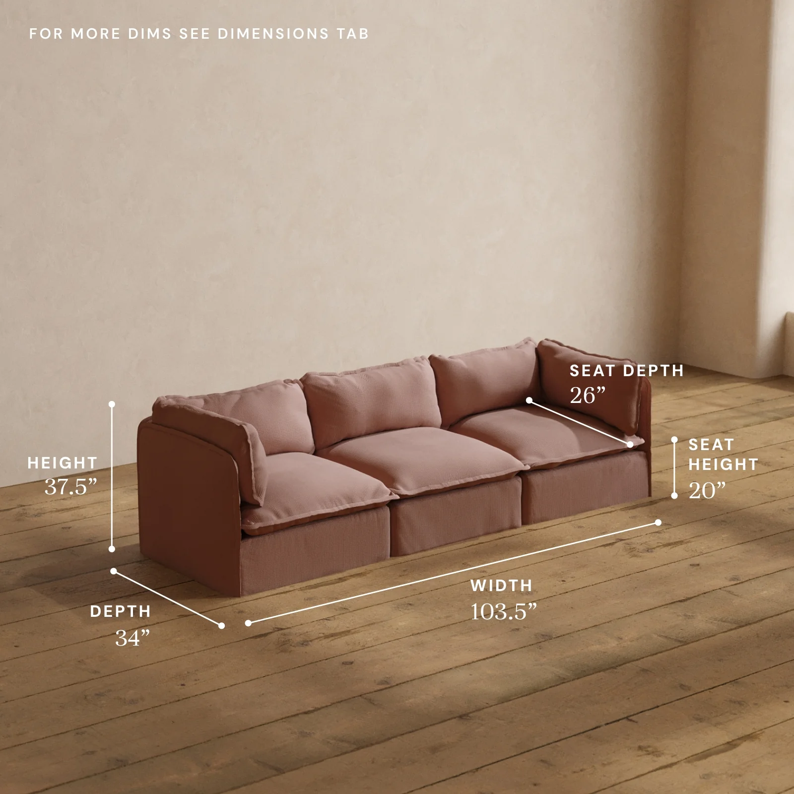 Modular Washable 3-Seater in Sakura | Memorix+ Seat | Contour Pillow - Image 5