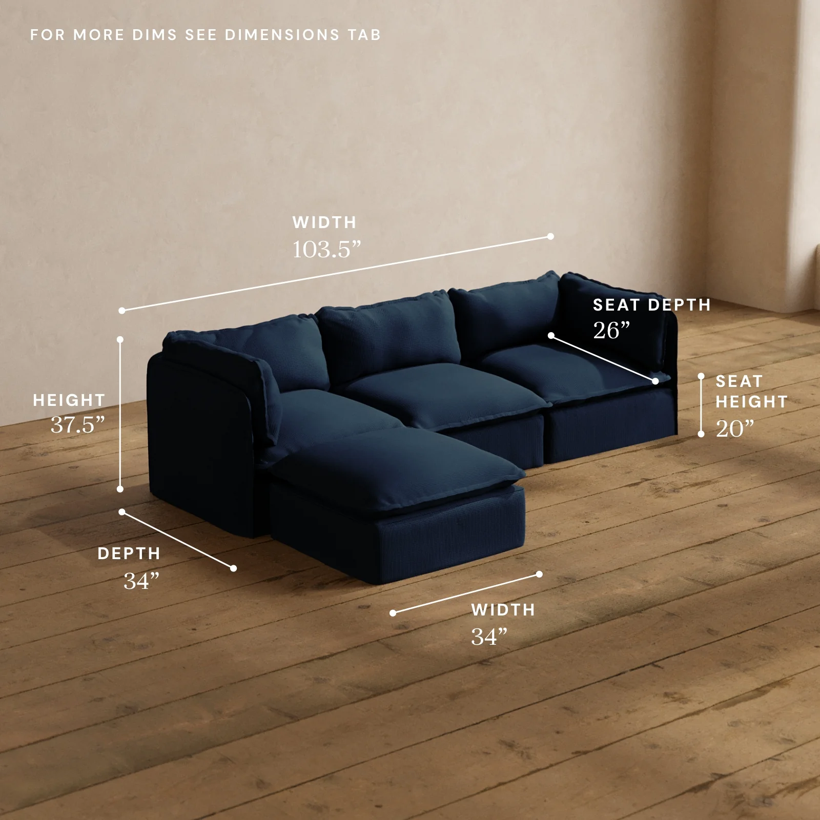 Modular Washable 3-Seater Sectional in Sumi | Memorix+ Seat | Contour Pillow - Image 5