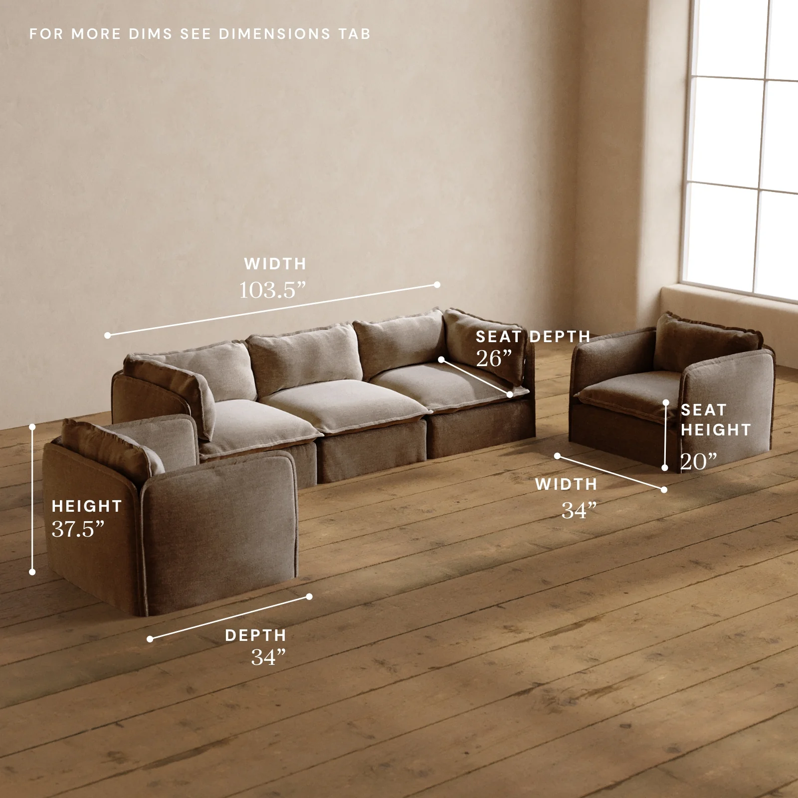 Modular Washable 3-Seater Sofa + Armchair Set in Mist | Deluxe+ Seat | Cloud Pillow - Image 5