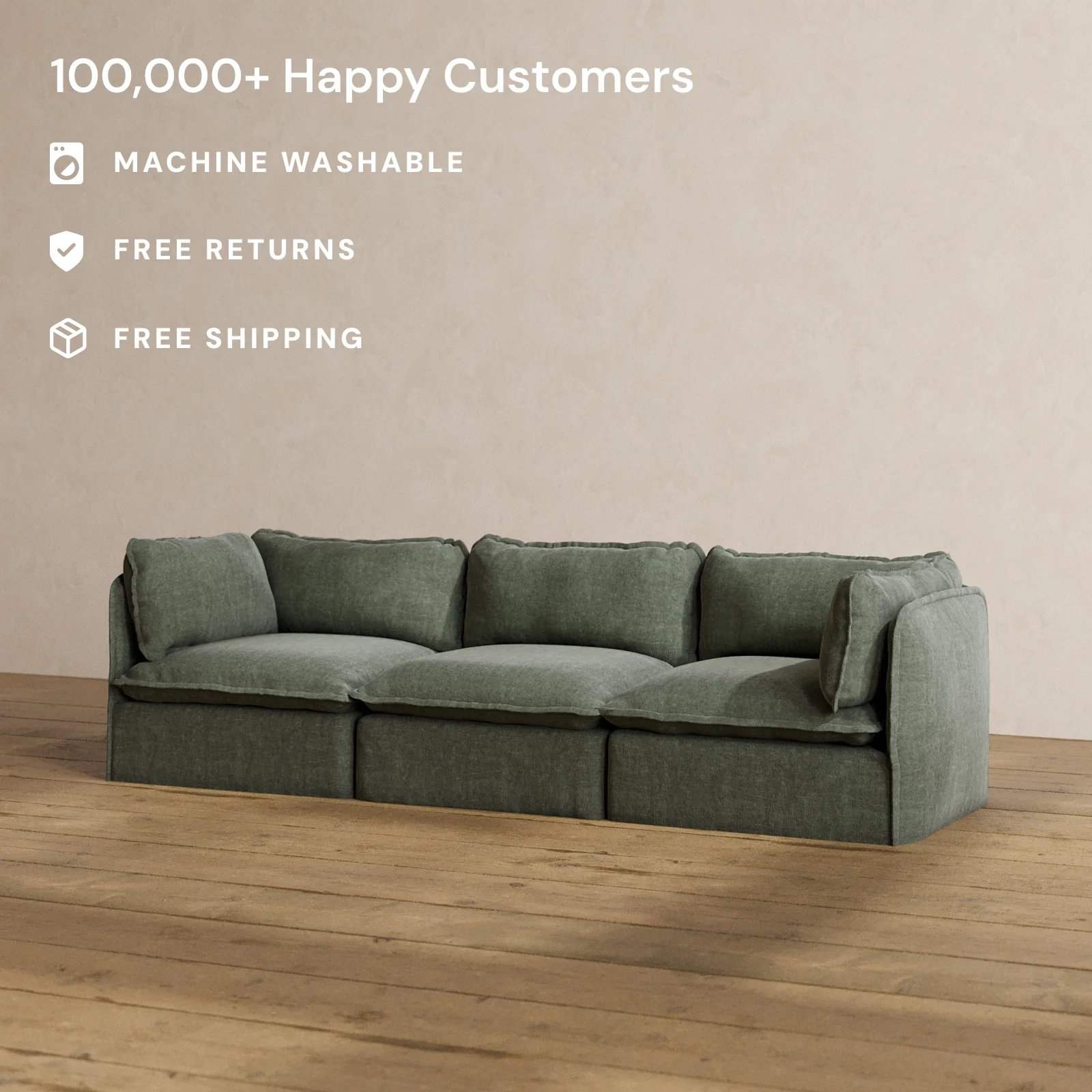 Modular Washable 3-Seater in Willow | Memorix+ Seat | Contour Pillow - Image 2