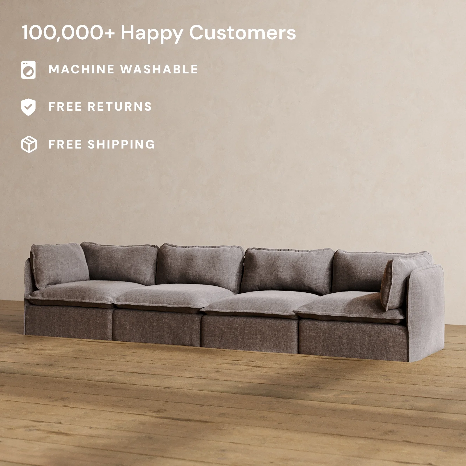 Modular Washable 4-Seater in Caviar | Memorix+ Seat | Contour Pillow - Image 2