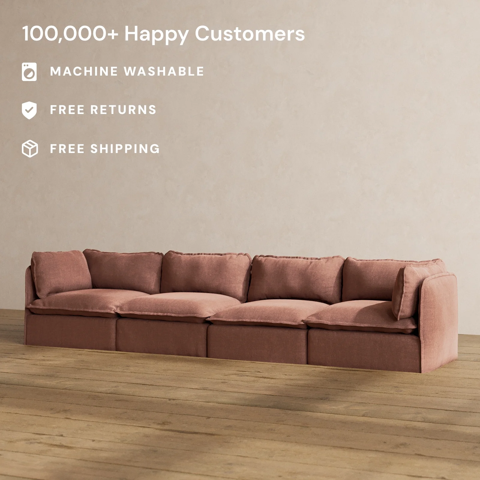 Modular Washable 4-Seater in Chestnut | Memorix+ Seat | Contour Pillow - Image 2