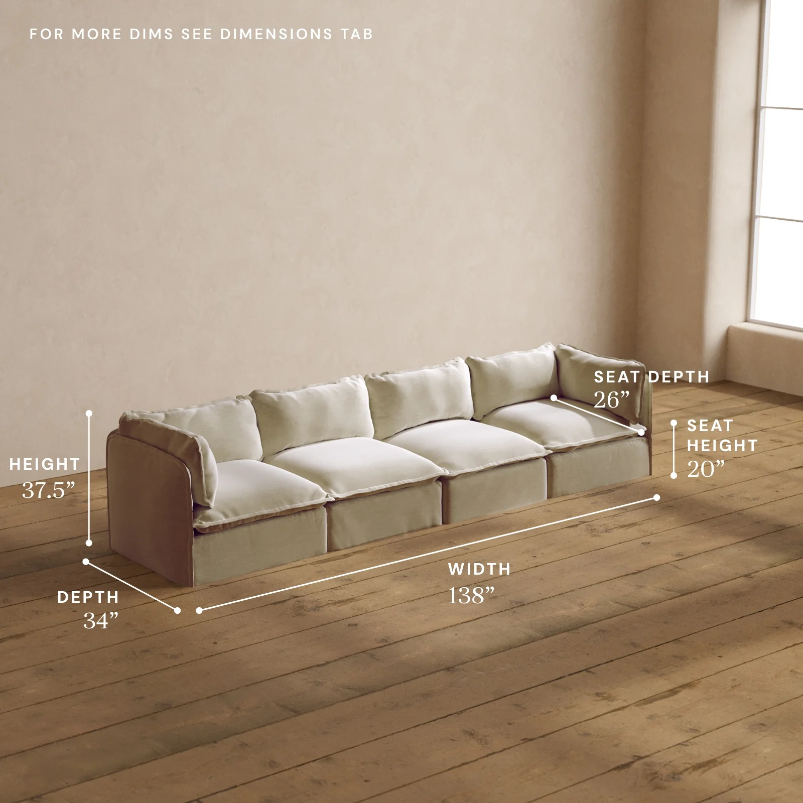 Modular Washable 4-Seater in Coco | Memorix+ Seat | Contour Pillow - Image 5