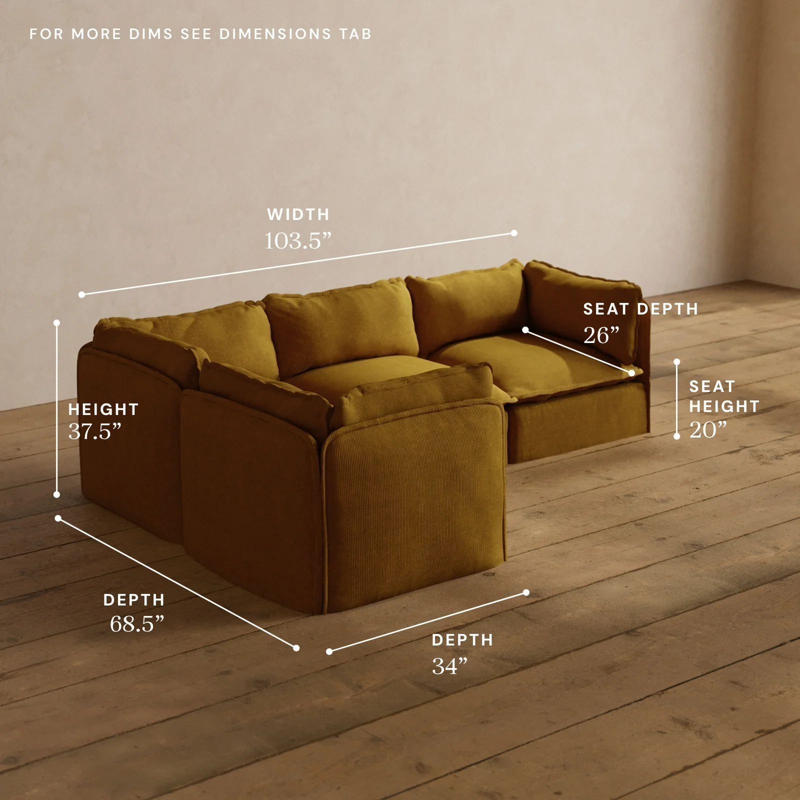 Modular Washable 4-Seater Corner Sectional in Kiiro | Memorix+ Seat | Contour Pillow - Image 5