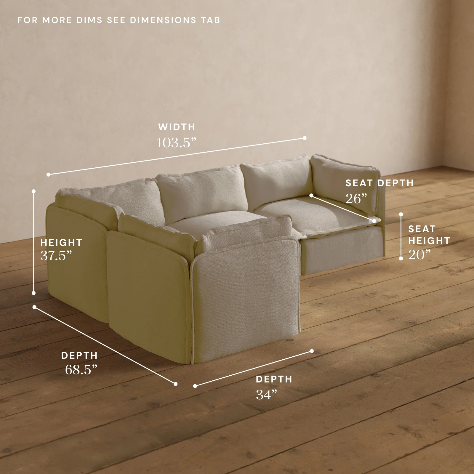 Modular Washable 4-Seater Corner Sectional in Powder | Memorix+ Seat | Contour Pillow - Image 5