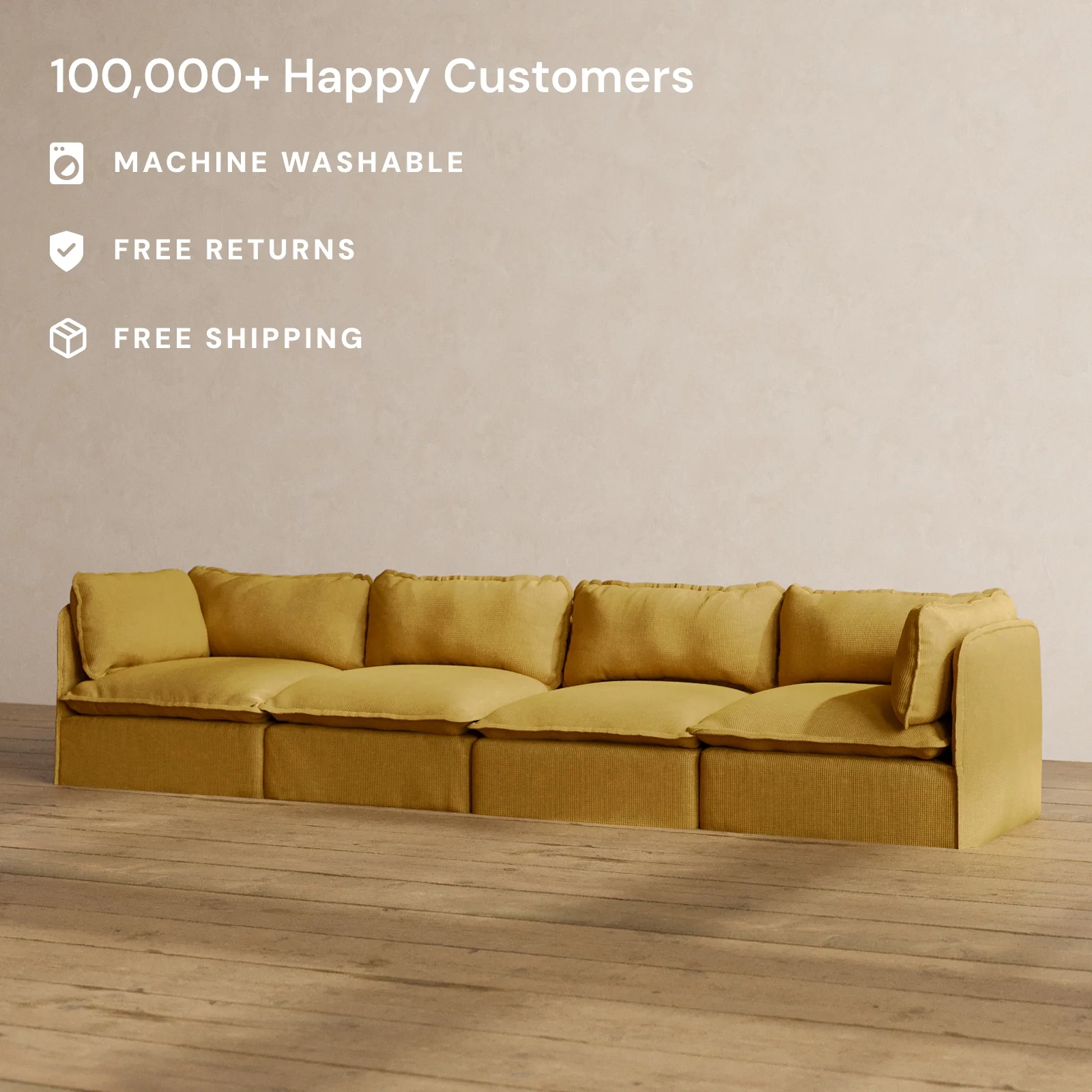 Modular Washable 4-Seater in Kiiro | Memorix+ Seat | Contour Pillow - Image 2