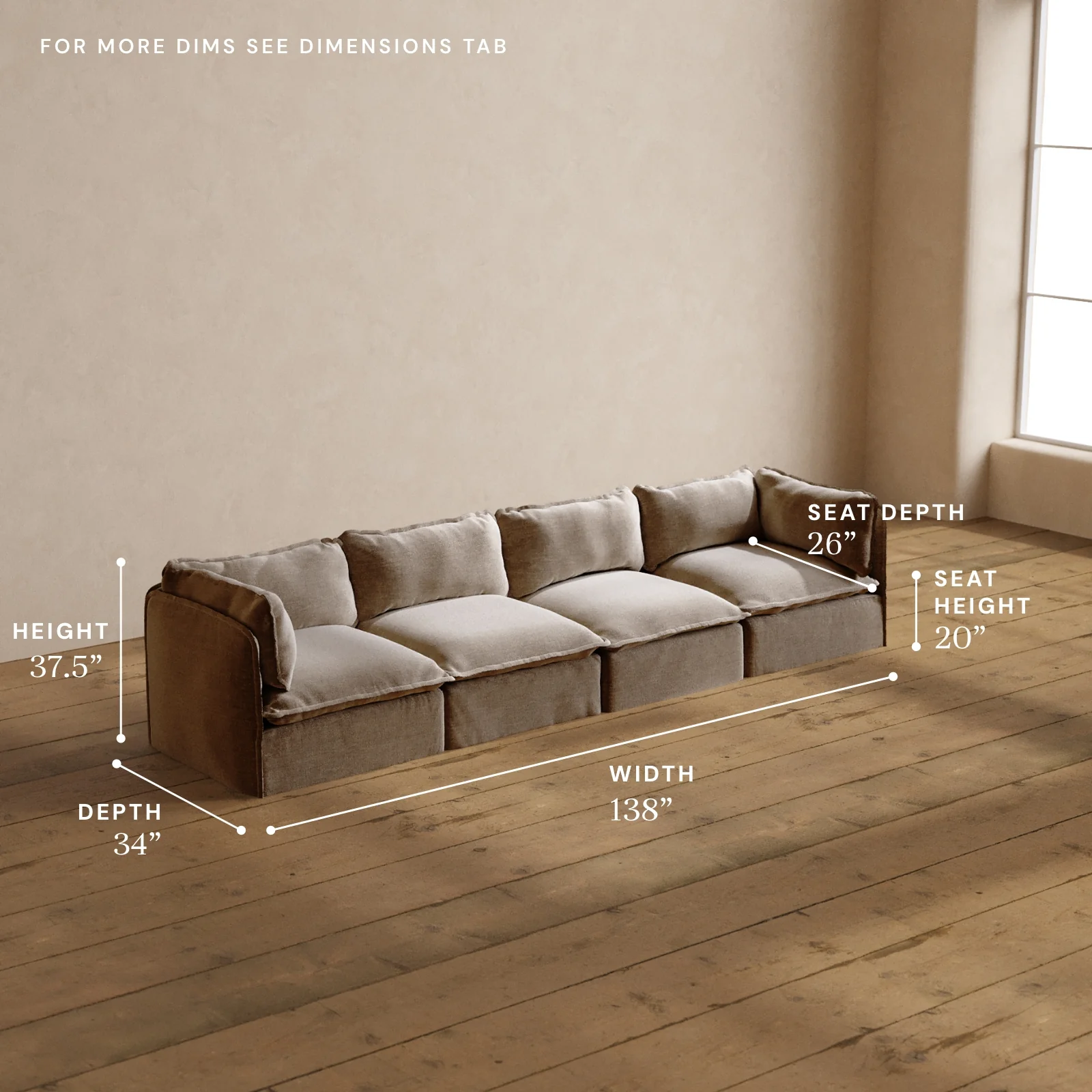 Modular Washable 4-Seater in Mist | Memorix+ Seat | Contour Pillow - Image 5