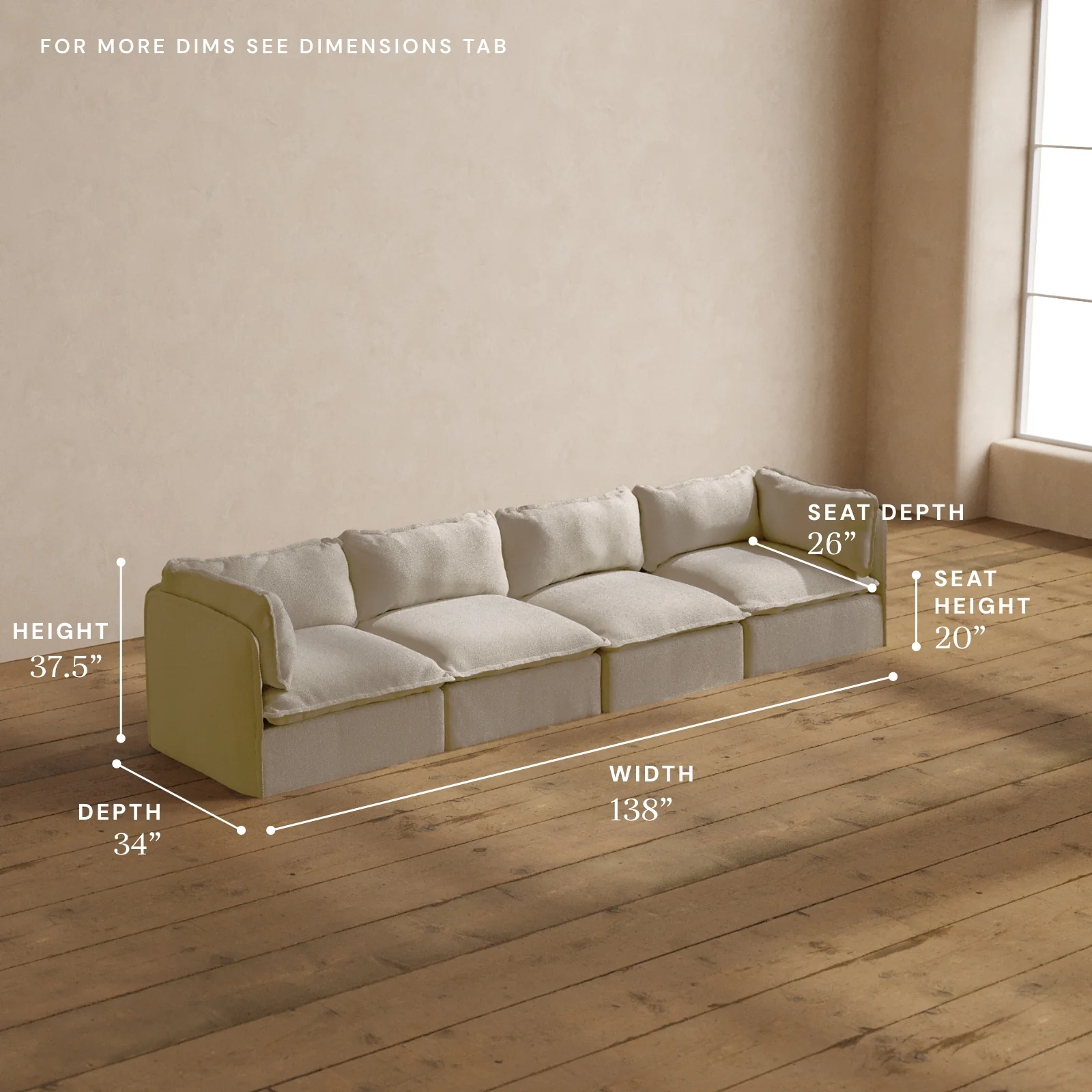 Modular Washable 4-Seater in Powder | Memorix+ Seat | Contour Pillow - Image 5