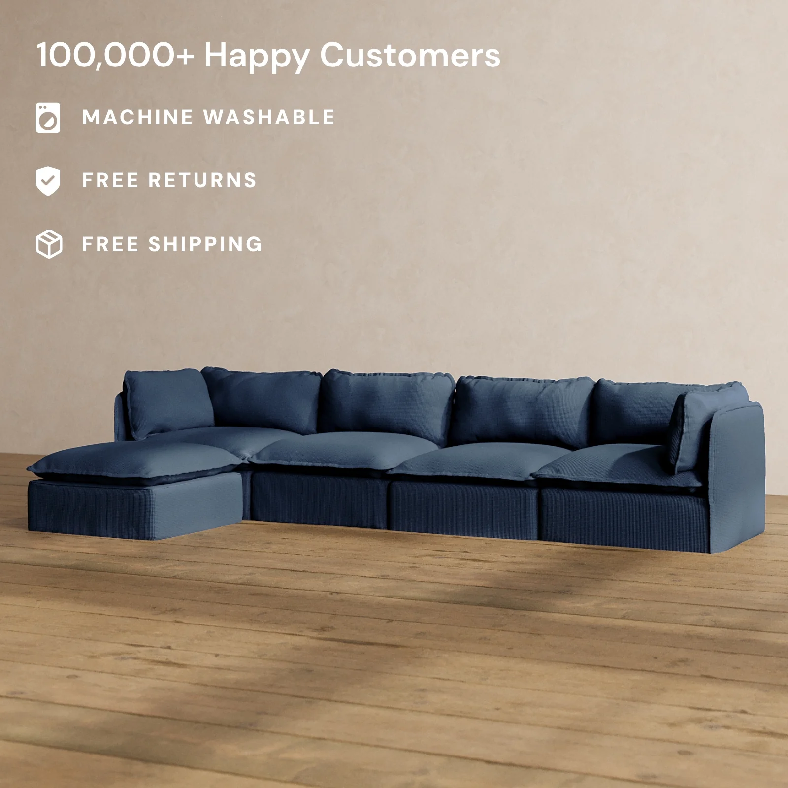 Modular Washable 4-Seater Sectional in Sumi | Memorix+ Seat | Contour Pillow - Image 2