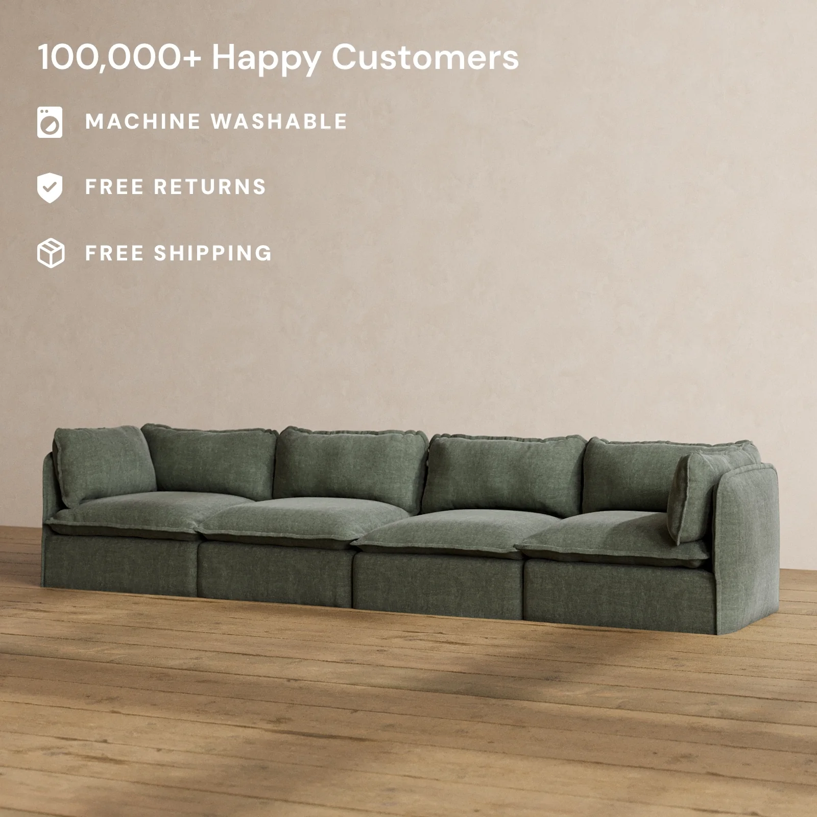 Modular Washable 4-Seater in Willow | Memorix+ Seat | Contour Pillow - Image 2