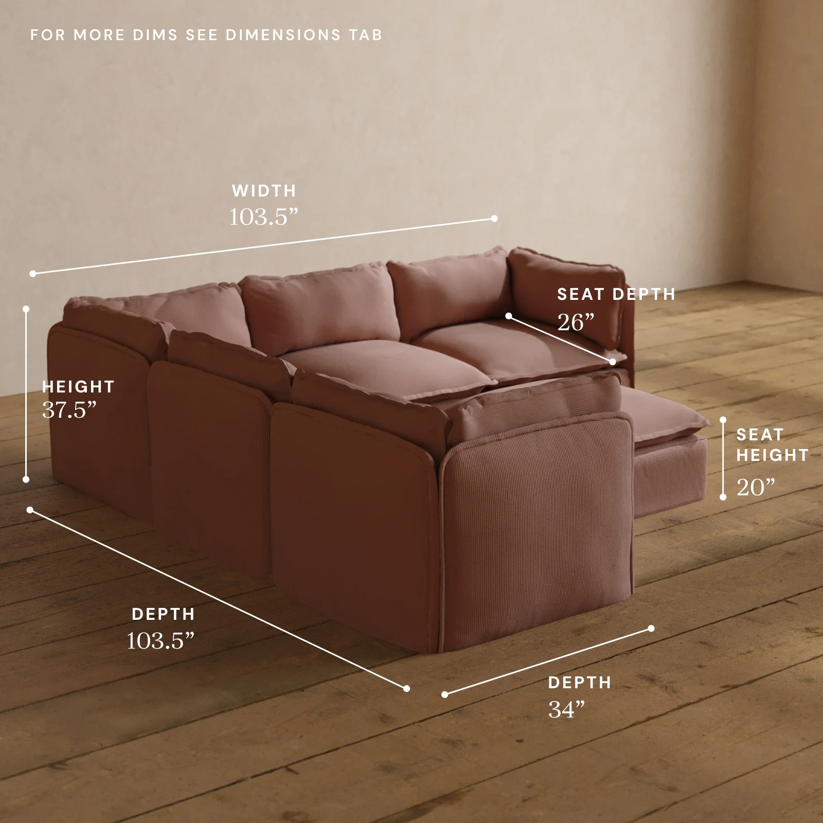 Modular Washable 5-Seater Corner Sectional + Ottoman in Sakura | Memorix+ Seat | Contour Pillow - Image 5