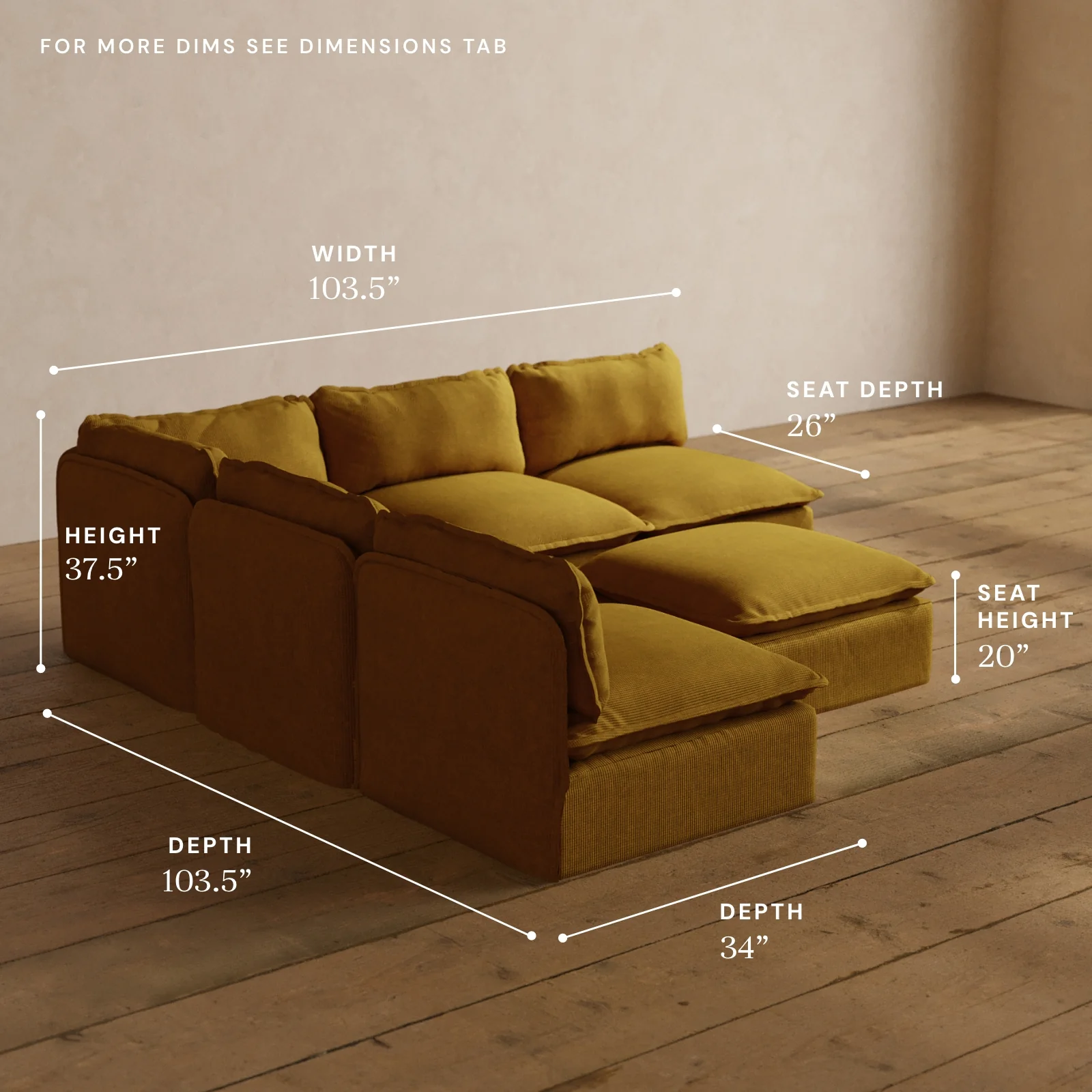 Modular Washable 5-Seater Open-Ends Corner Sectional + Ottoman in Kiiro | Memorix+ Seat | Contour Pillow - Image 5