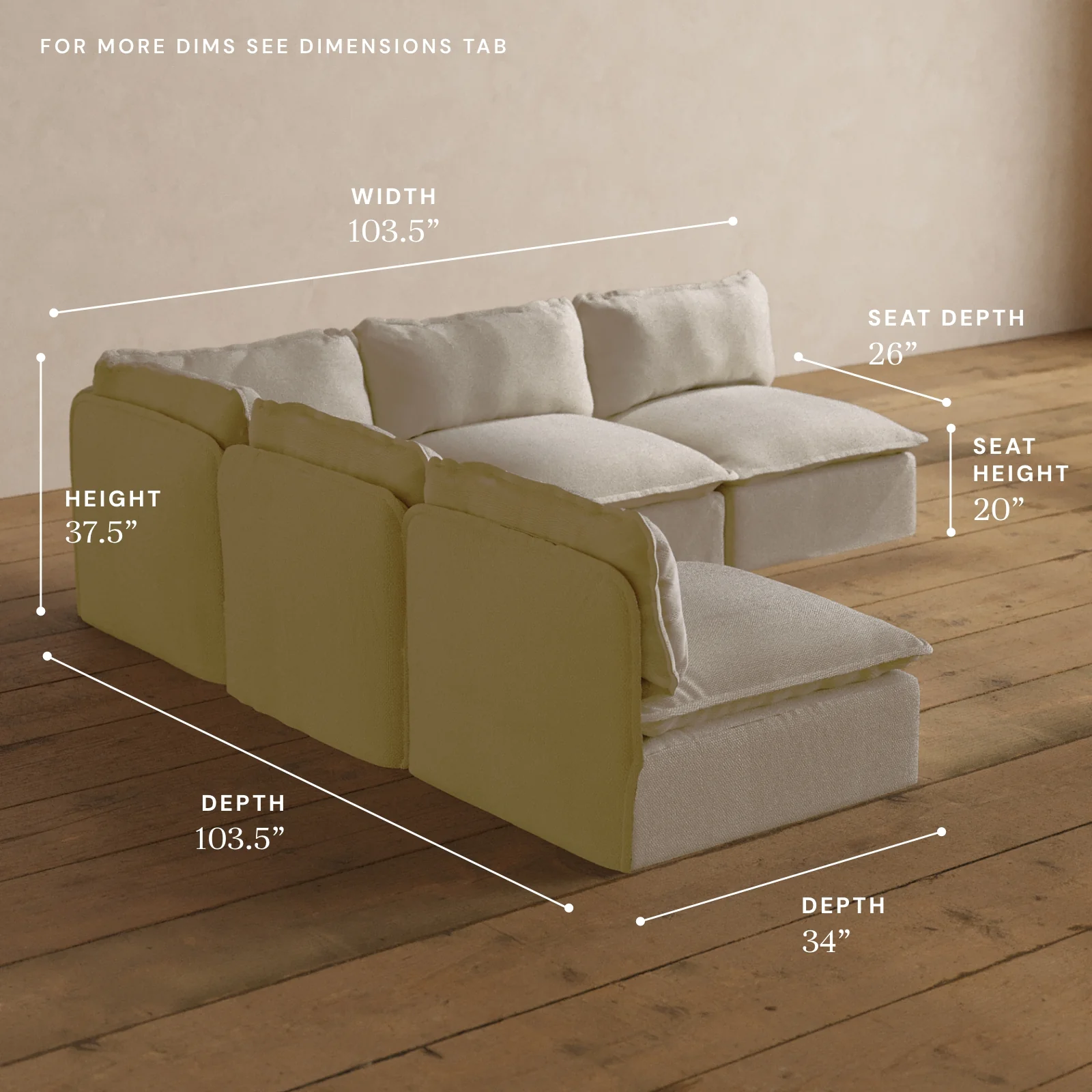 Modular Washable 5-Seater Open-Ends Corner Sectional in Powder | Memorix+ Seat | Contour Pillow - Image 5