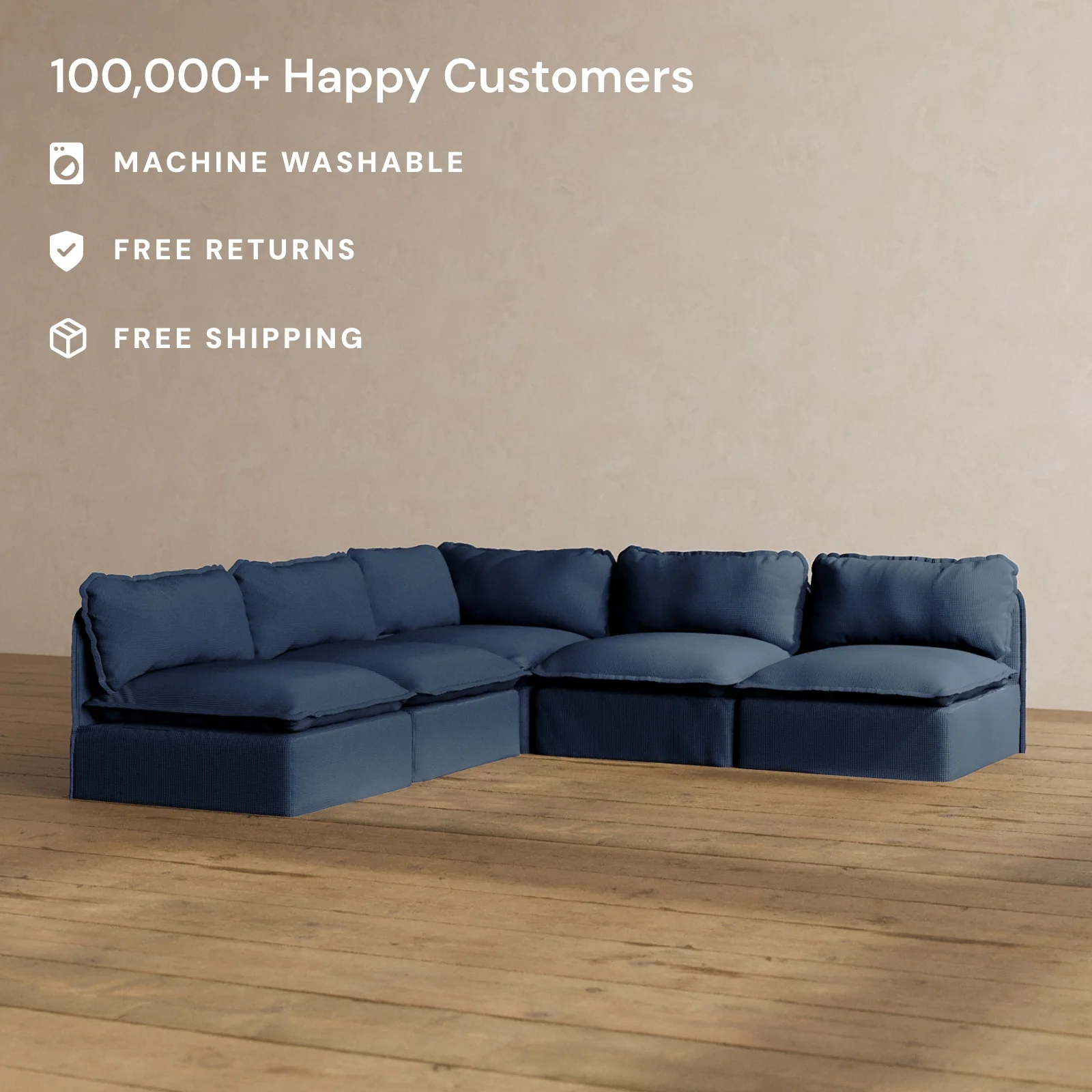 Modular Washable 5-Seater Open-Ends Corner Sectional in Sumi | Memorix+ Seat | Contour Pillow - Image 2