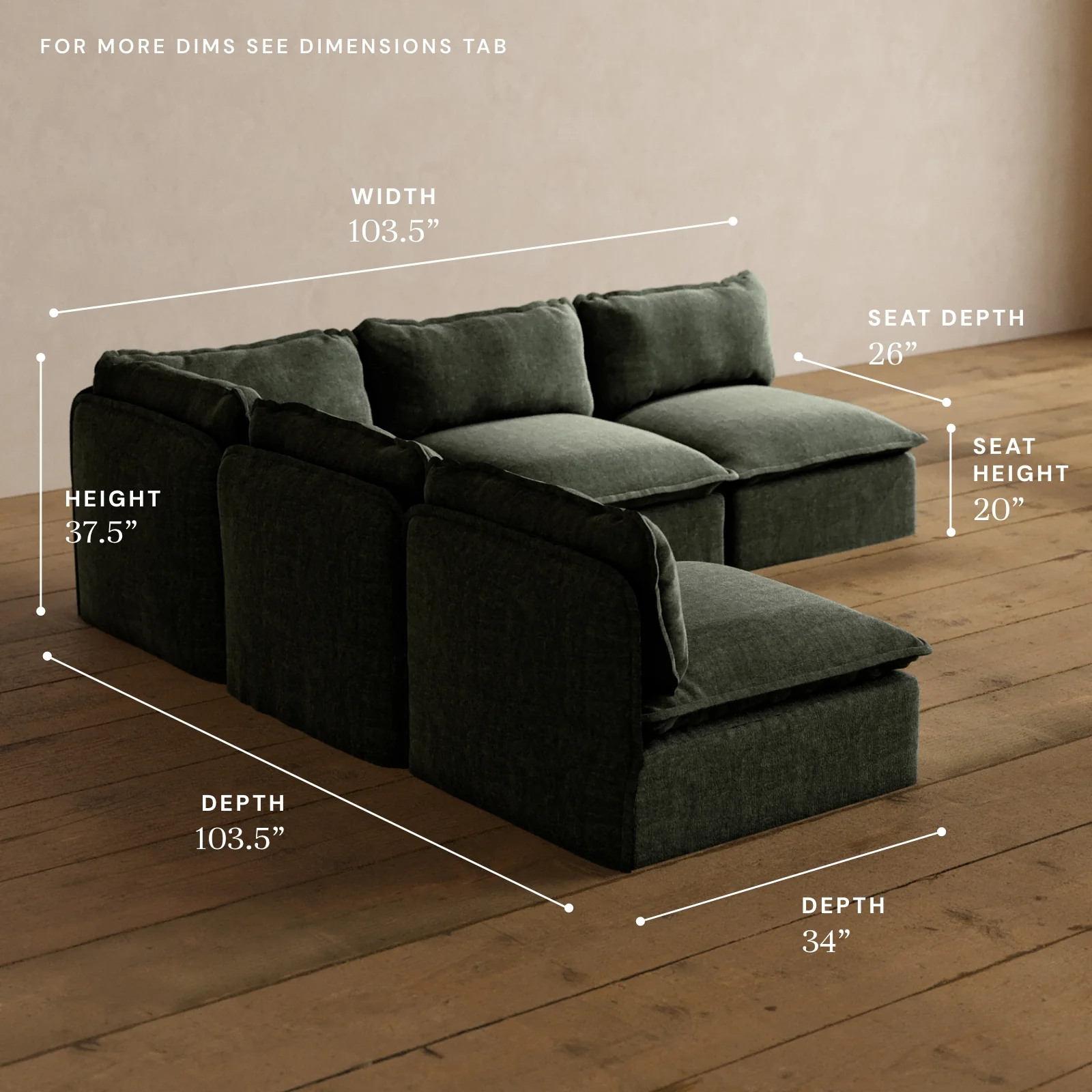 Modular Washable 5-Seater Open-Ends Corner Sectional in Willow | Memorix+ Seat | Contour Pillow - Image 5