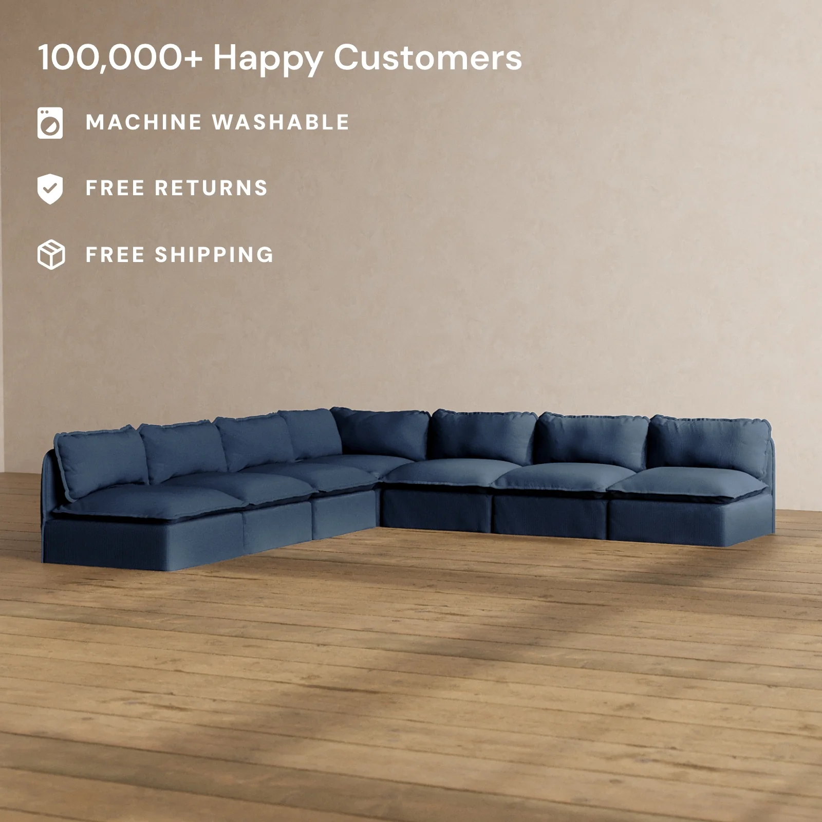 Modular Washable 7-Seater Open-Ends Corner Sectional in Sumi | Memorix+ Seat | Contour Pillow - Image 2