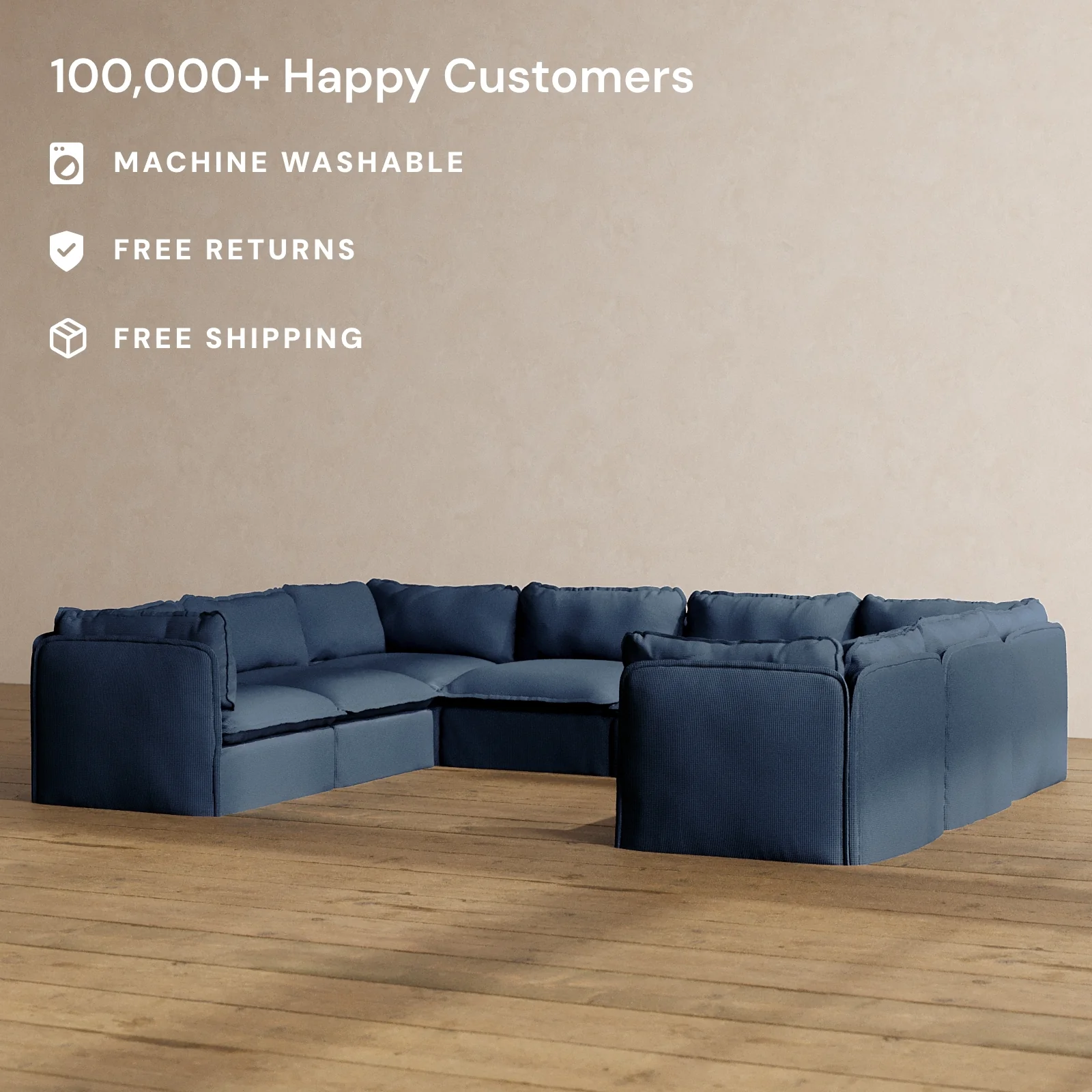 Modular Washable 8-Seater U-Sectional in Sumi | Memorix+ Seat | Contour Pillow - Image 2